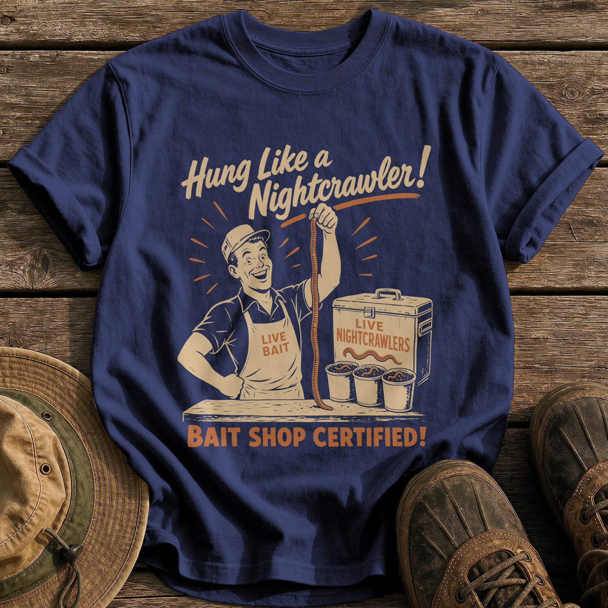 Hung Like a Nightcrawler tee - True Navy - front