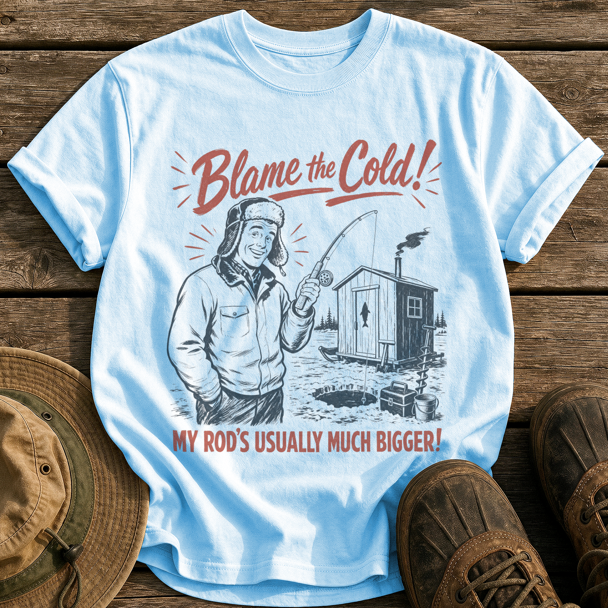 Blame the Cold tee - Chambray - front