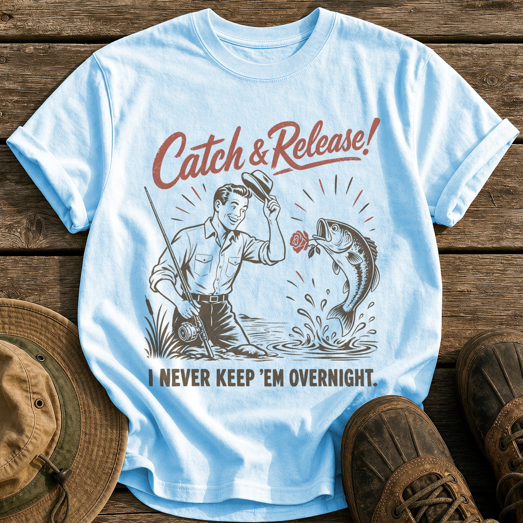 Never Keep 'Em Overnight tee - Chambray - front
