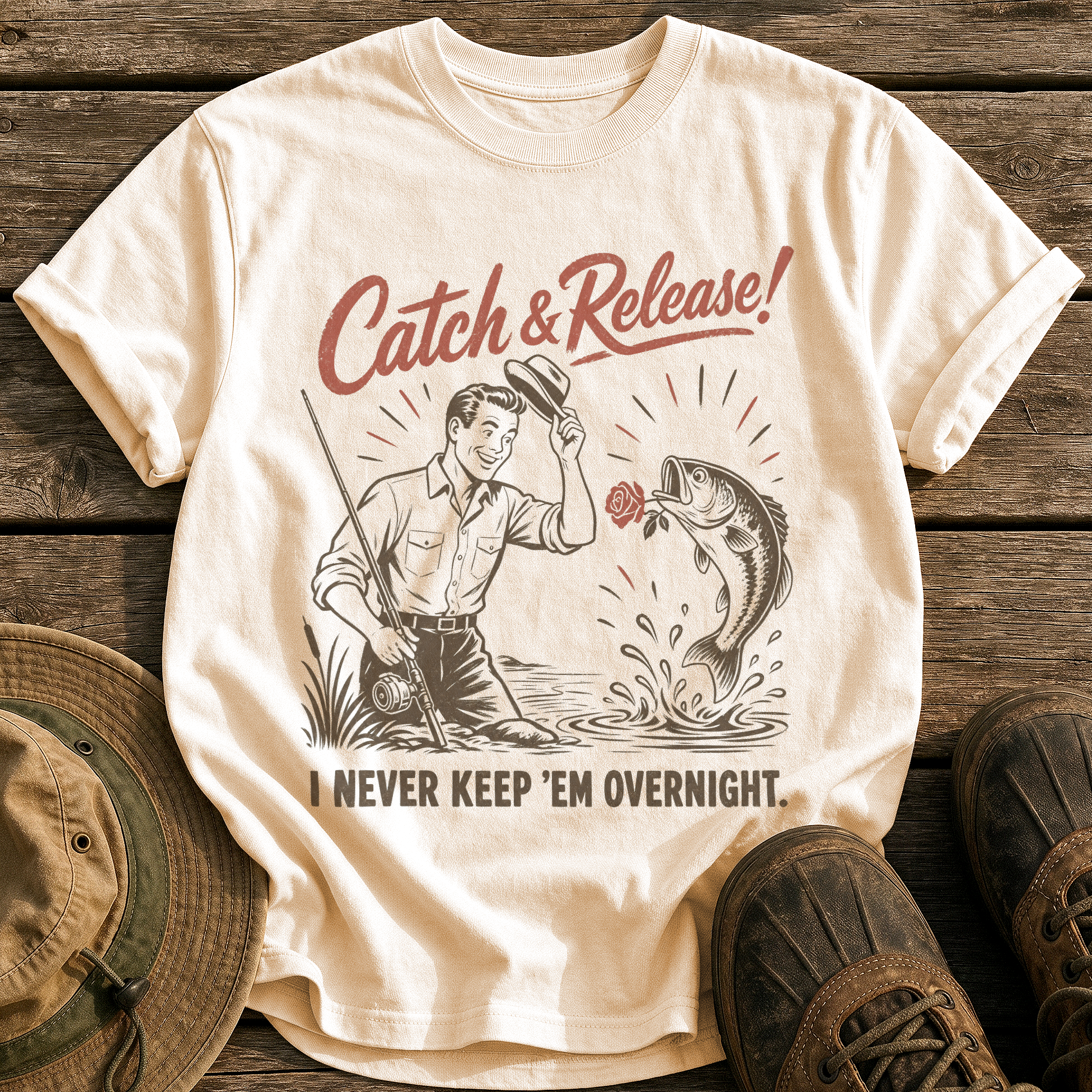 Never Keep 'Em Overnight tee - Ivory - front