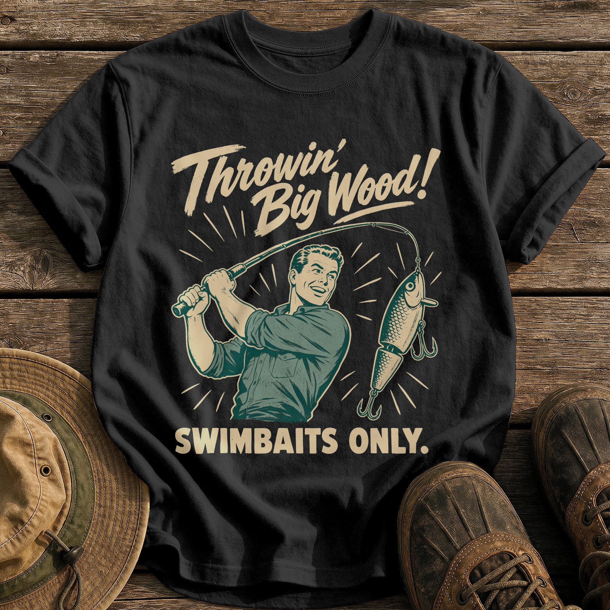 Throwin' Big Wood tee - Black - front