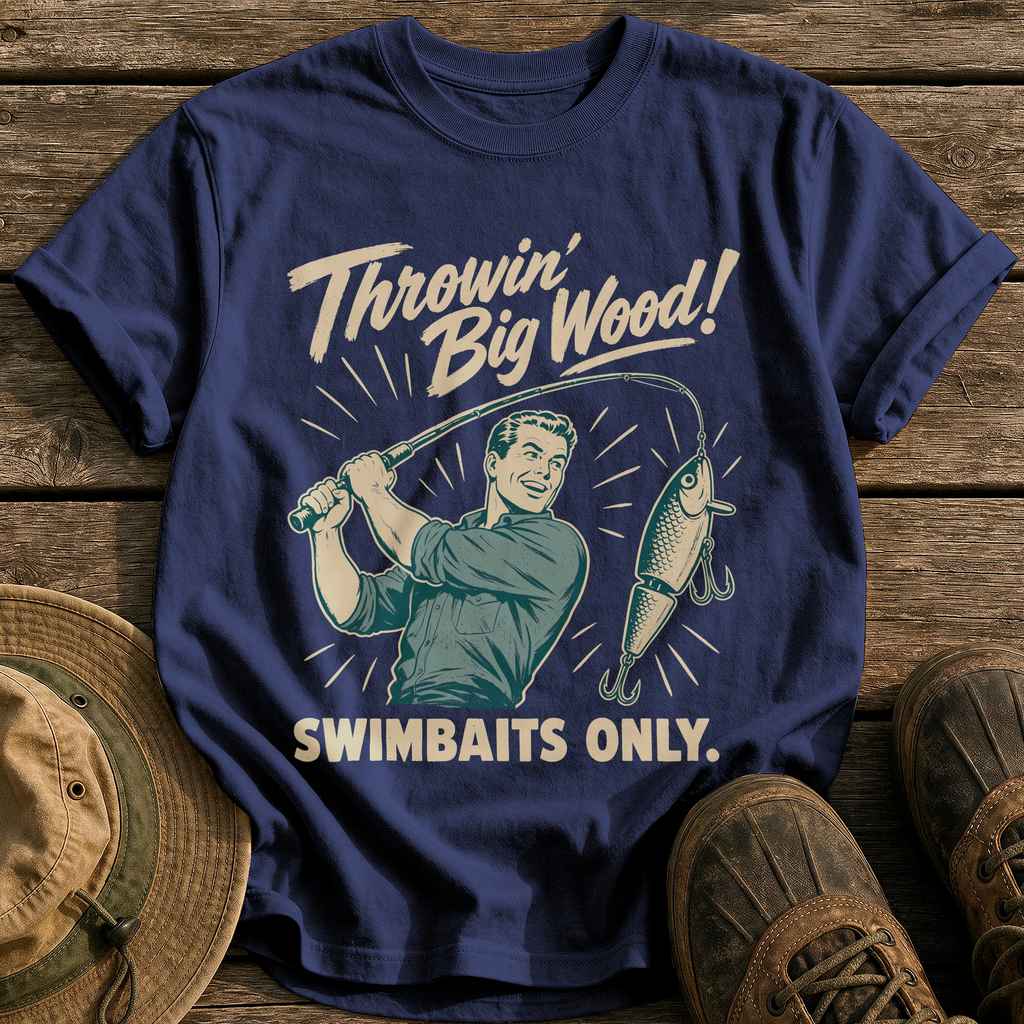 Throwin' Big Wood tee - True Navy - front