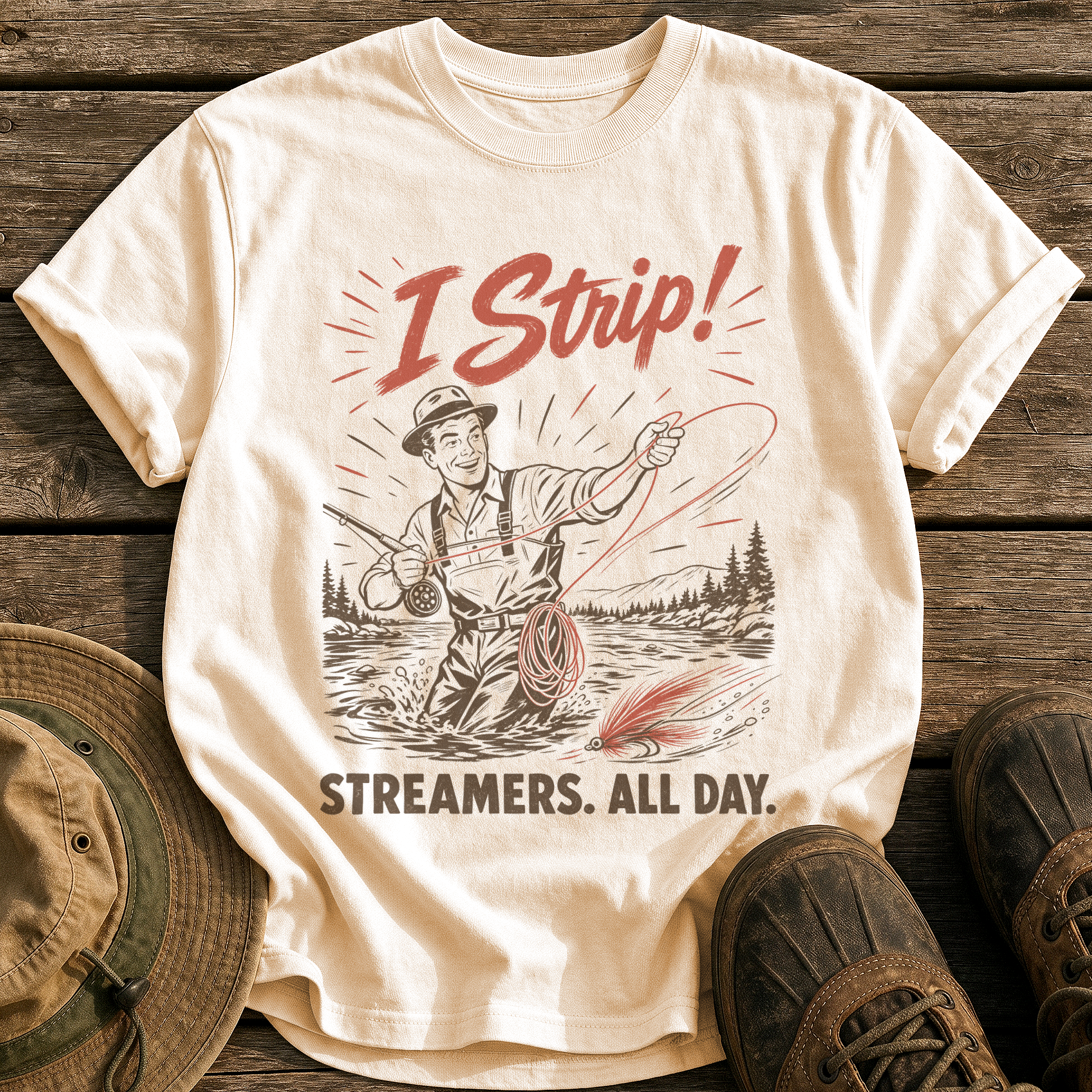 I Strip tee - Ivory - front