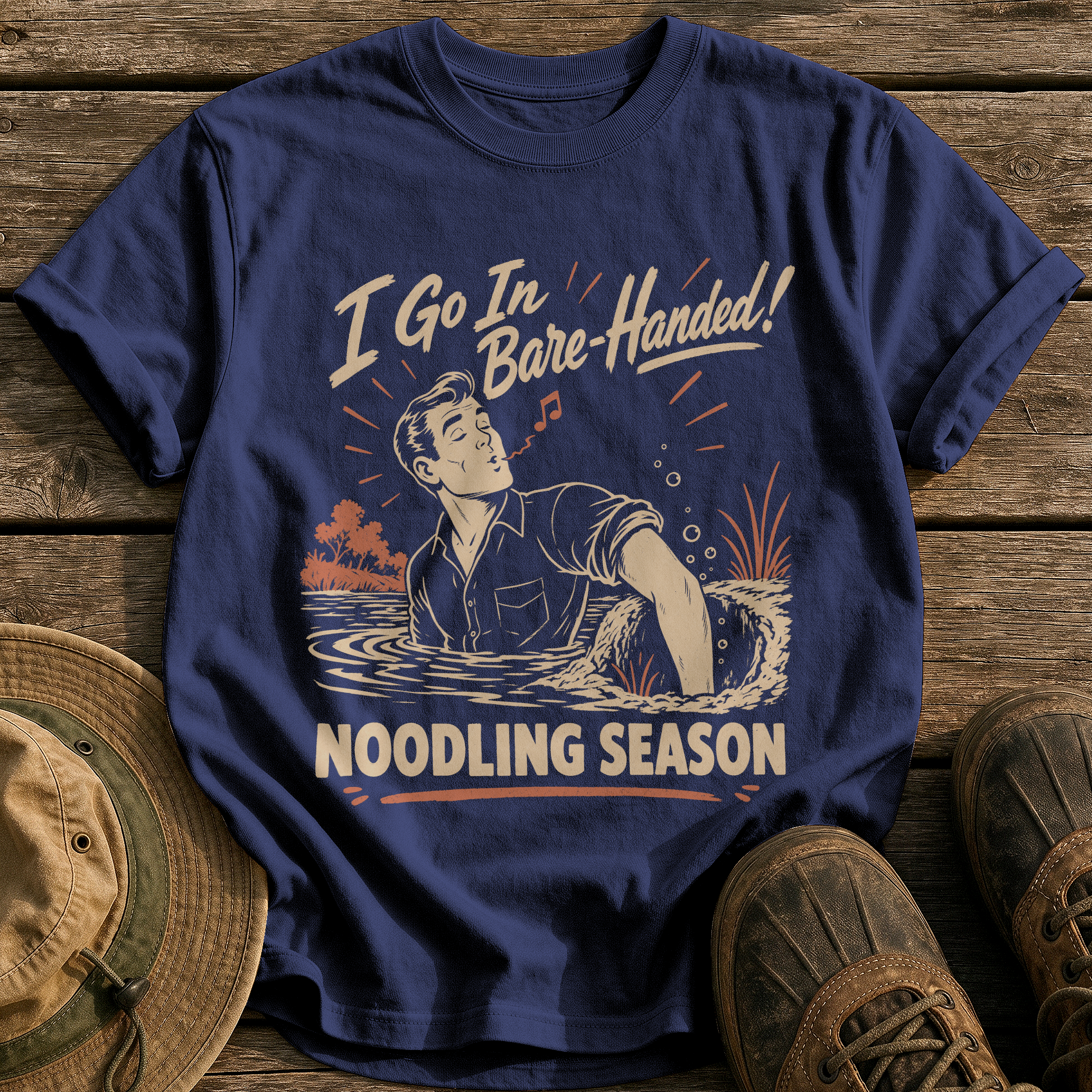 I Go In Bare-Handed tee - True Navy - front