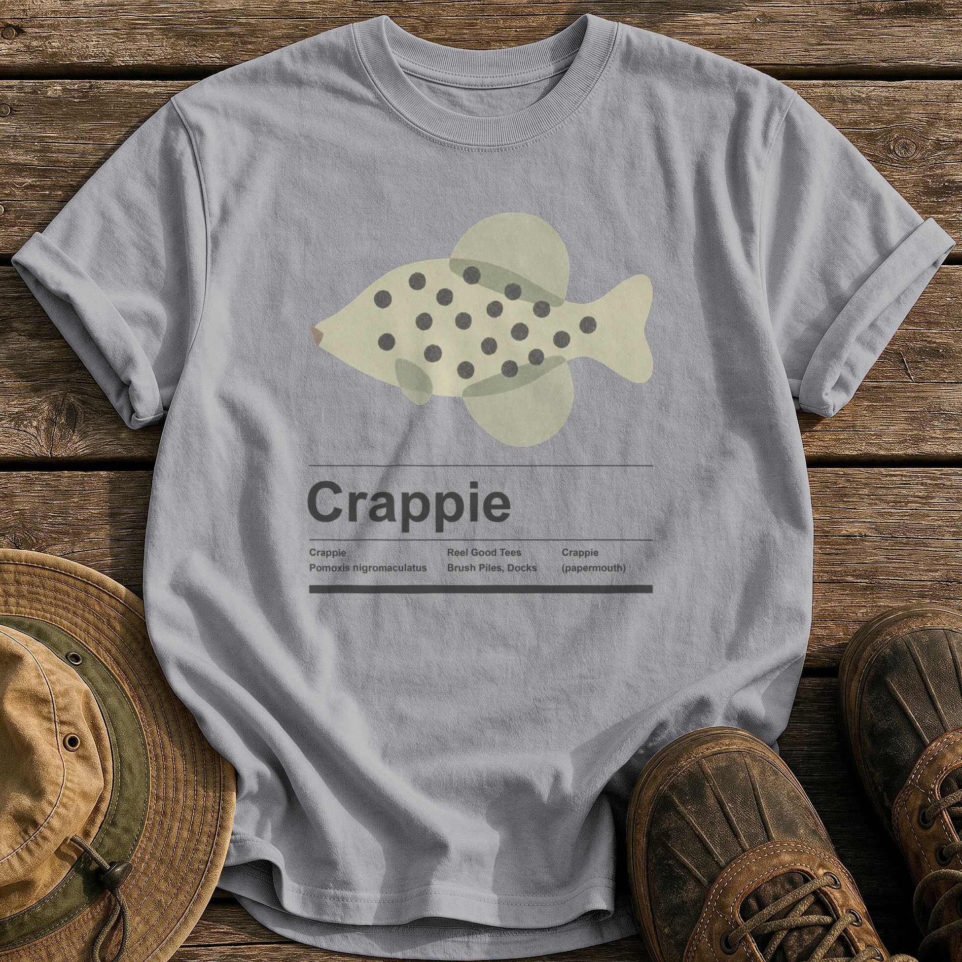 Crappie tee - Grey - front