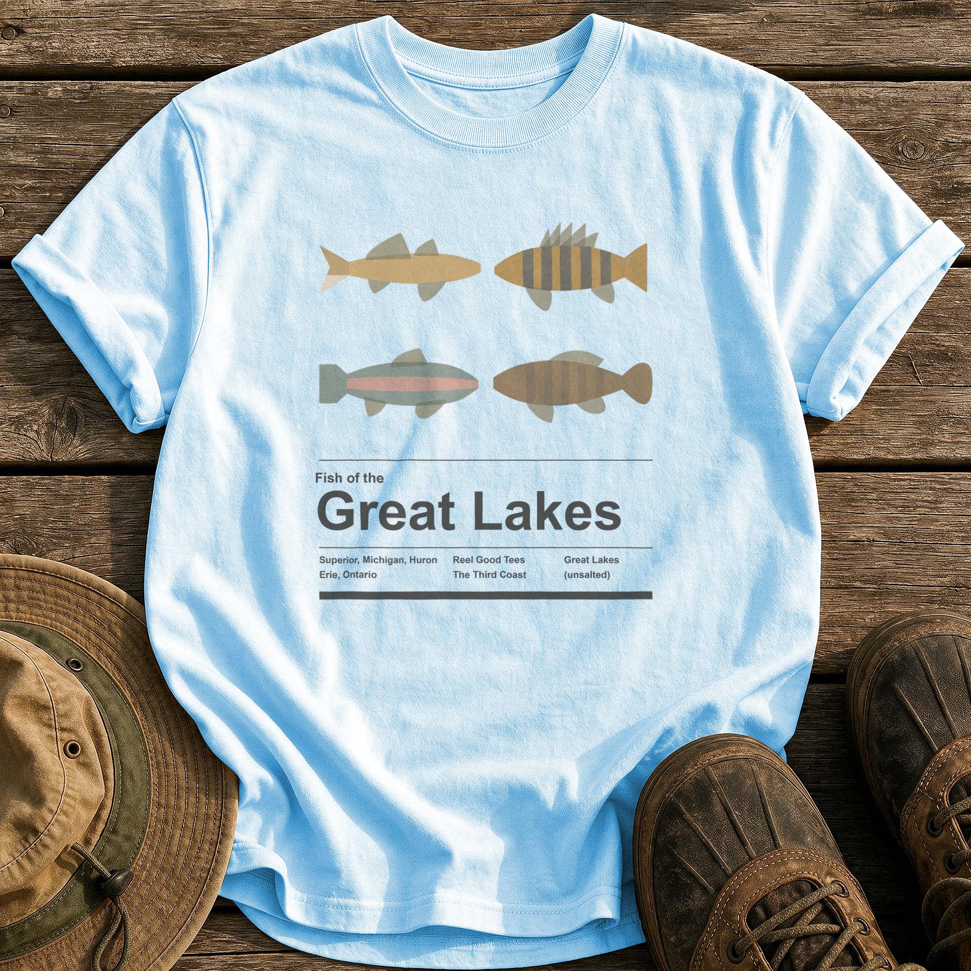 Fish of the Great Lakes tee - Chambray - front