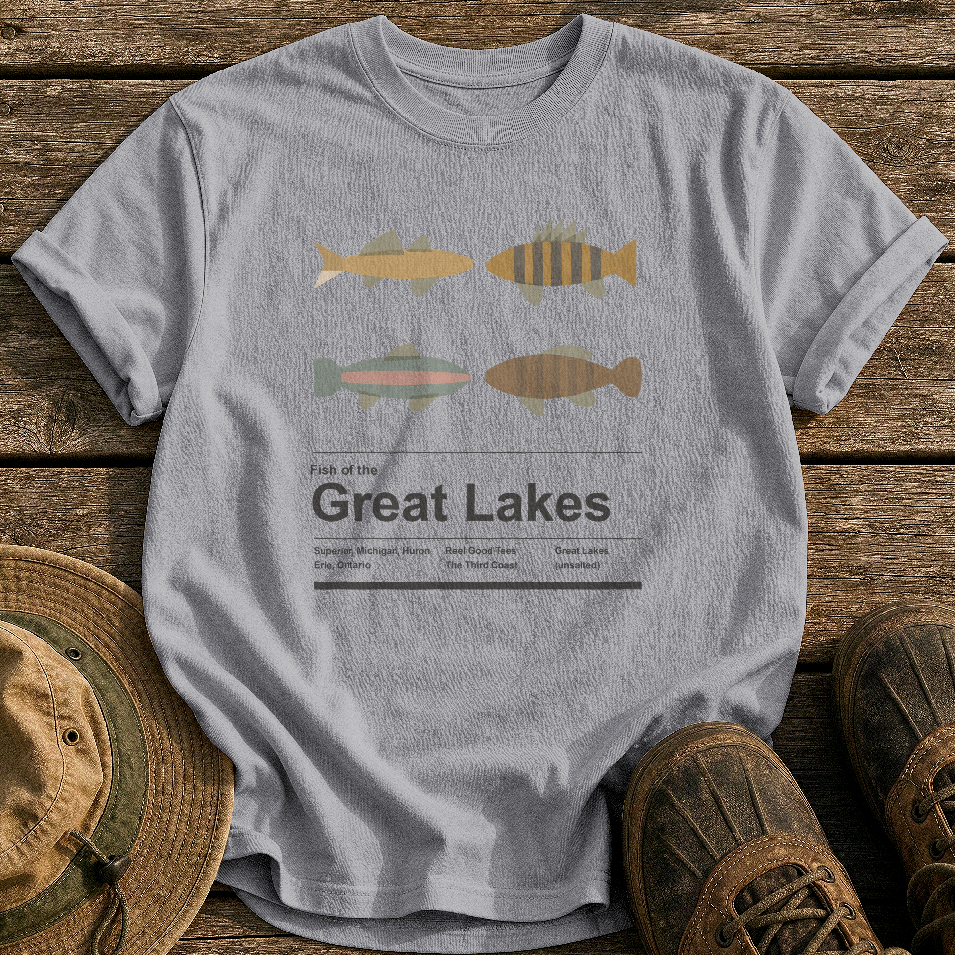 Fish of the Great Lakes tee - Grey - front