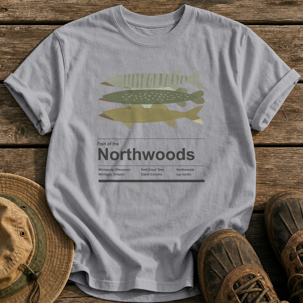 Fish of the Northwoods tee - Grey - front