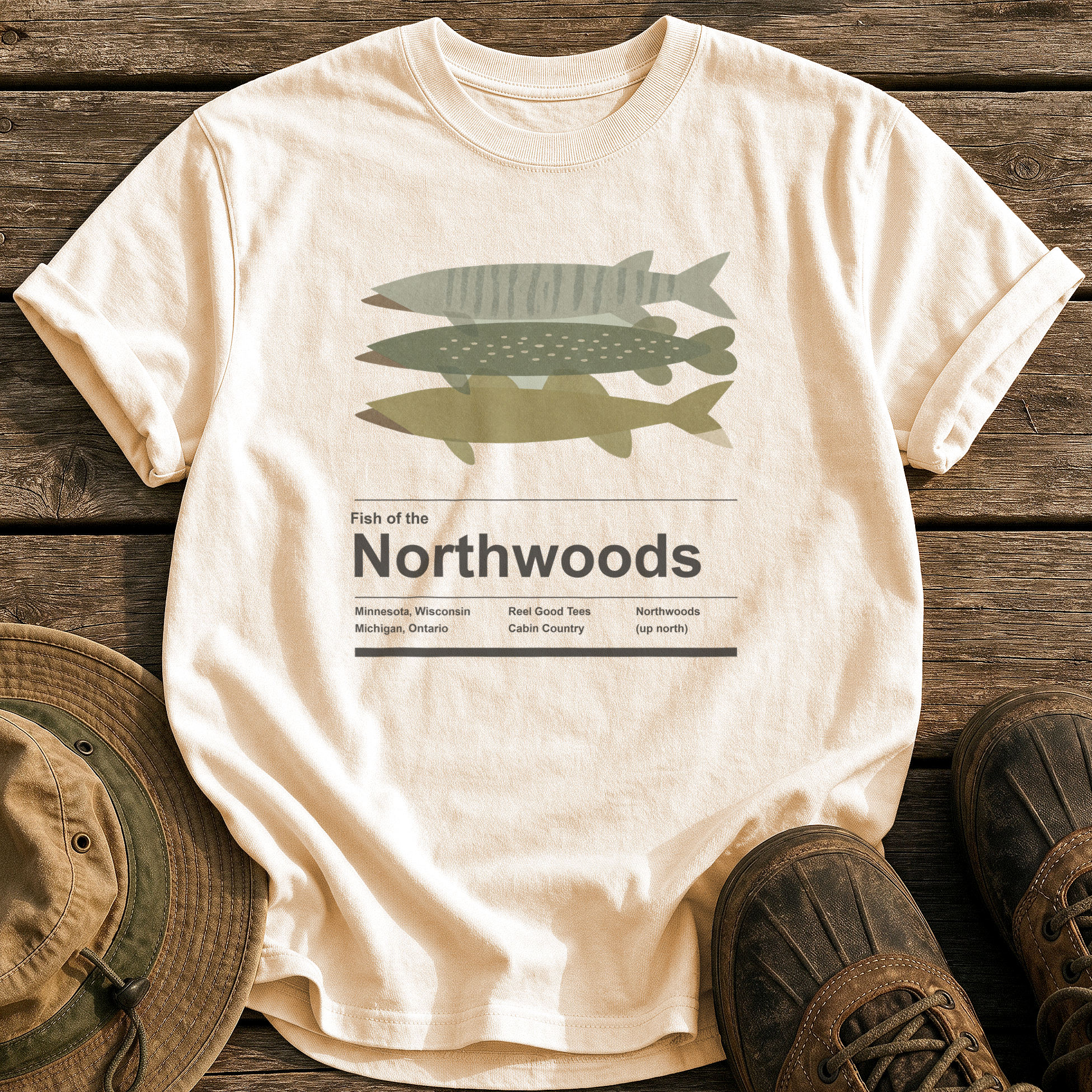Fish of the Northwoods tee - Ivory - front