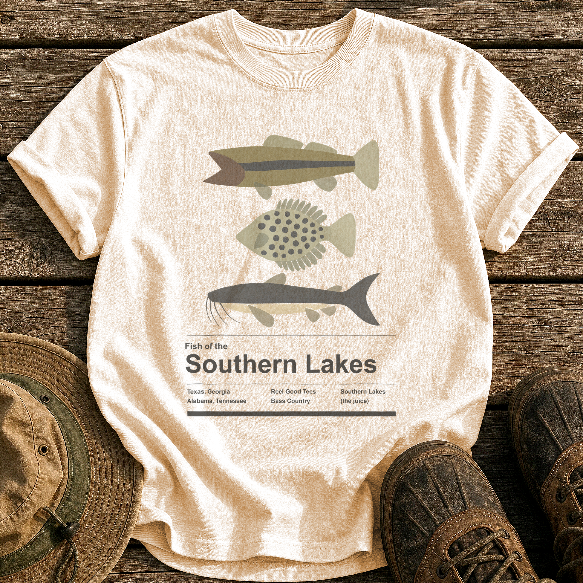 Fish of the Southern Lakes tee - Ivory - front