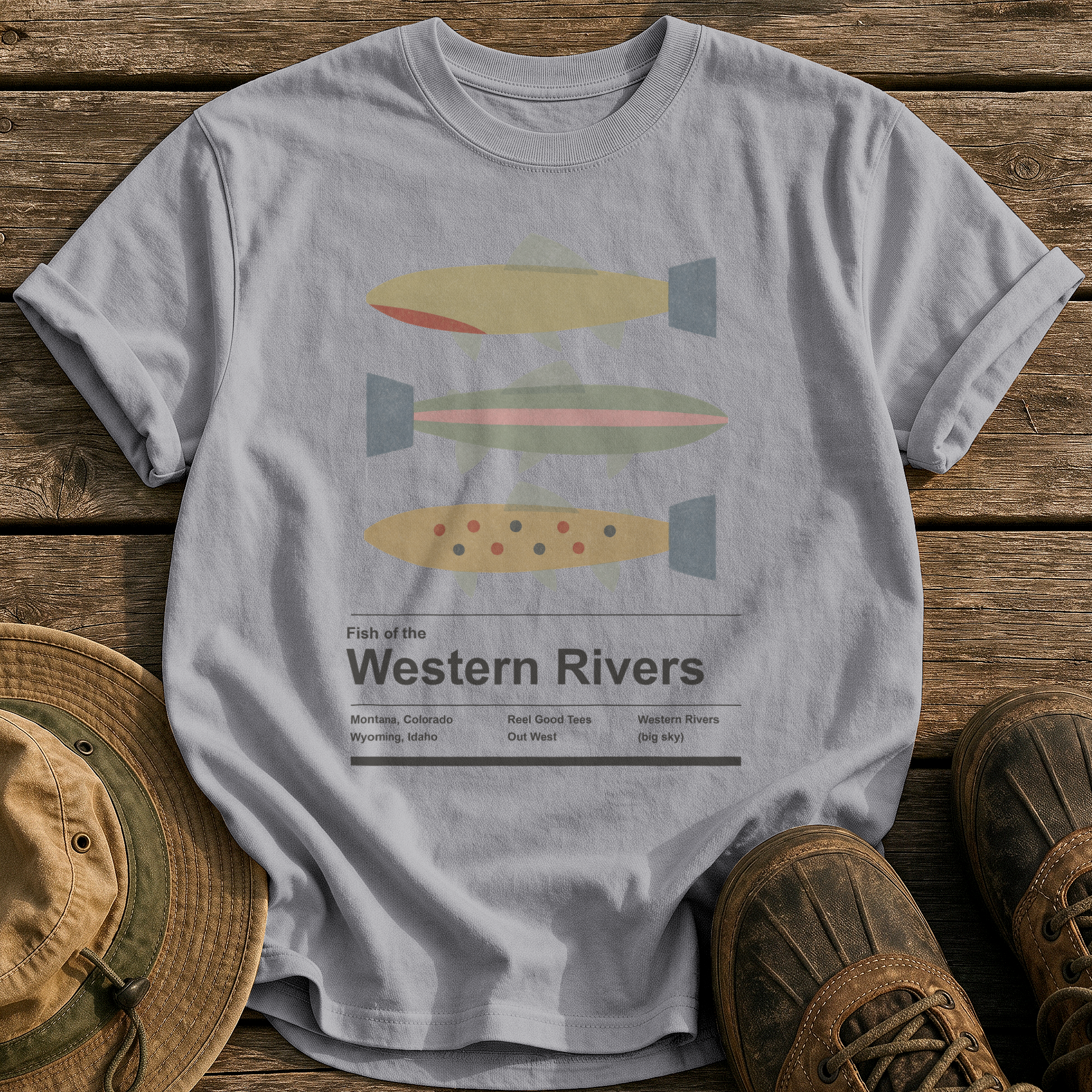 Fish of the Western Rivers tee - Grey - front