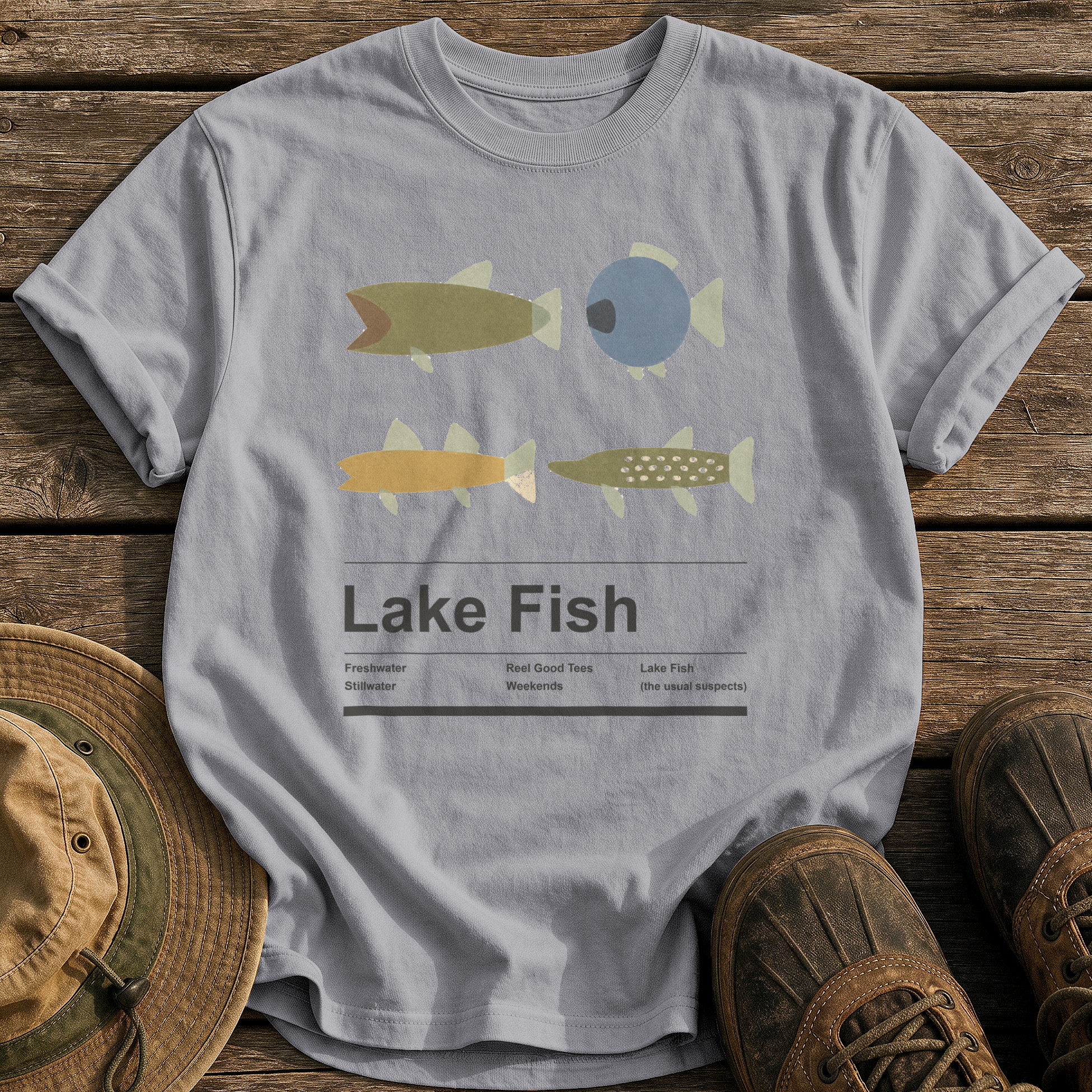 Lake Fish tee - Grey - front