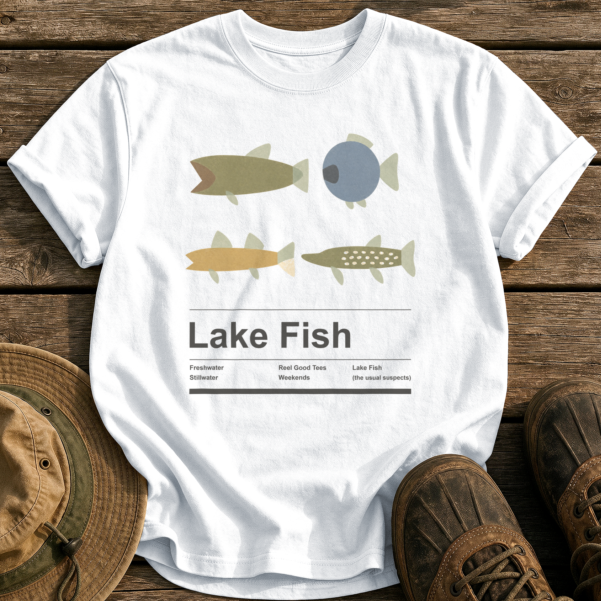 Lake Fish tee - White - front
