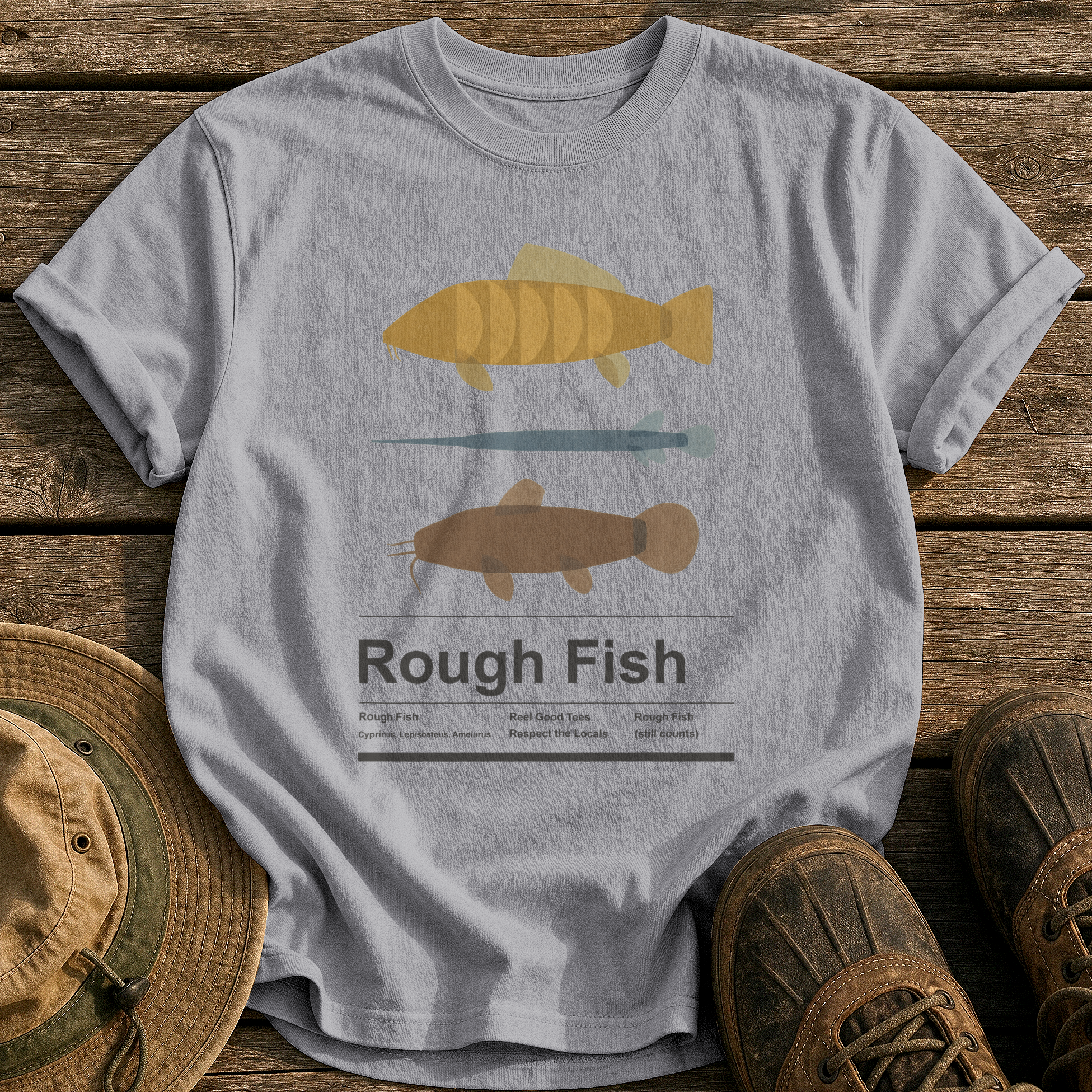 Rough Fish tee - Grey - front