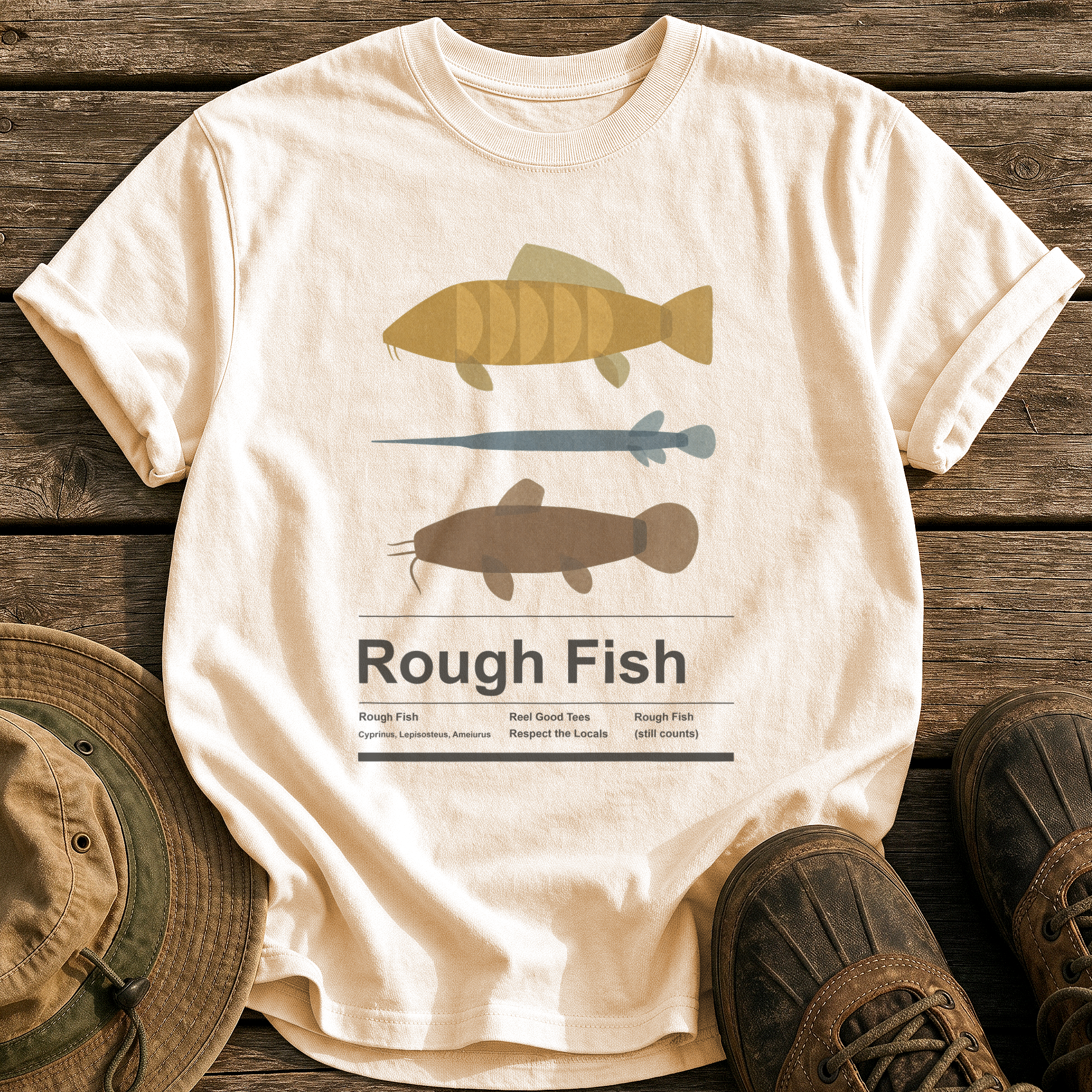 Rough Fish tee - Ivory - front