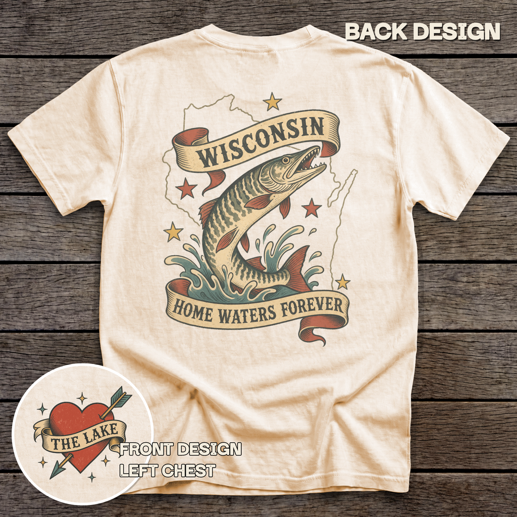 Wisconsin Musky Flash tee - Ivory - back