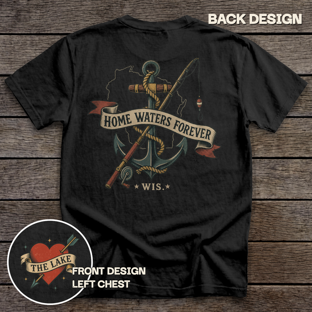 Wisconsin Home Waters tee - Black - back