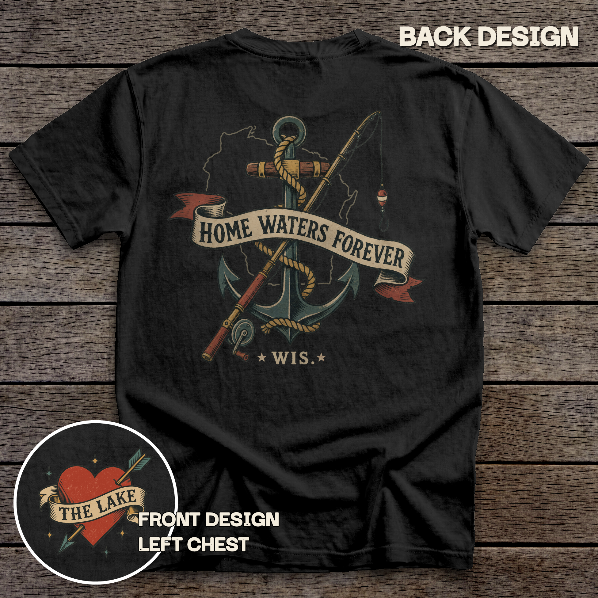 Wisconsin Home Waters tee - Black - back