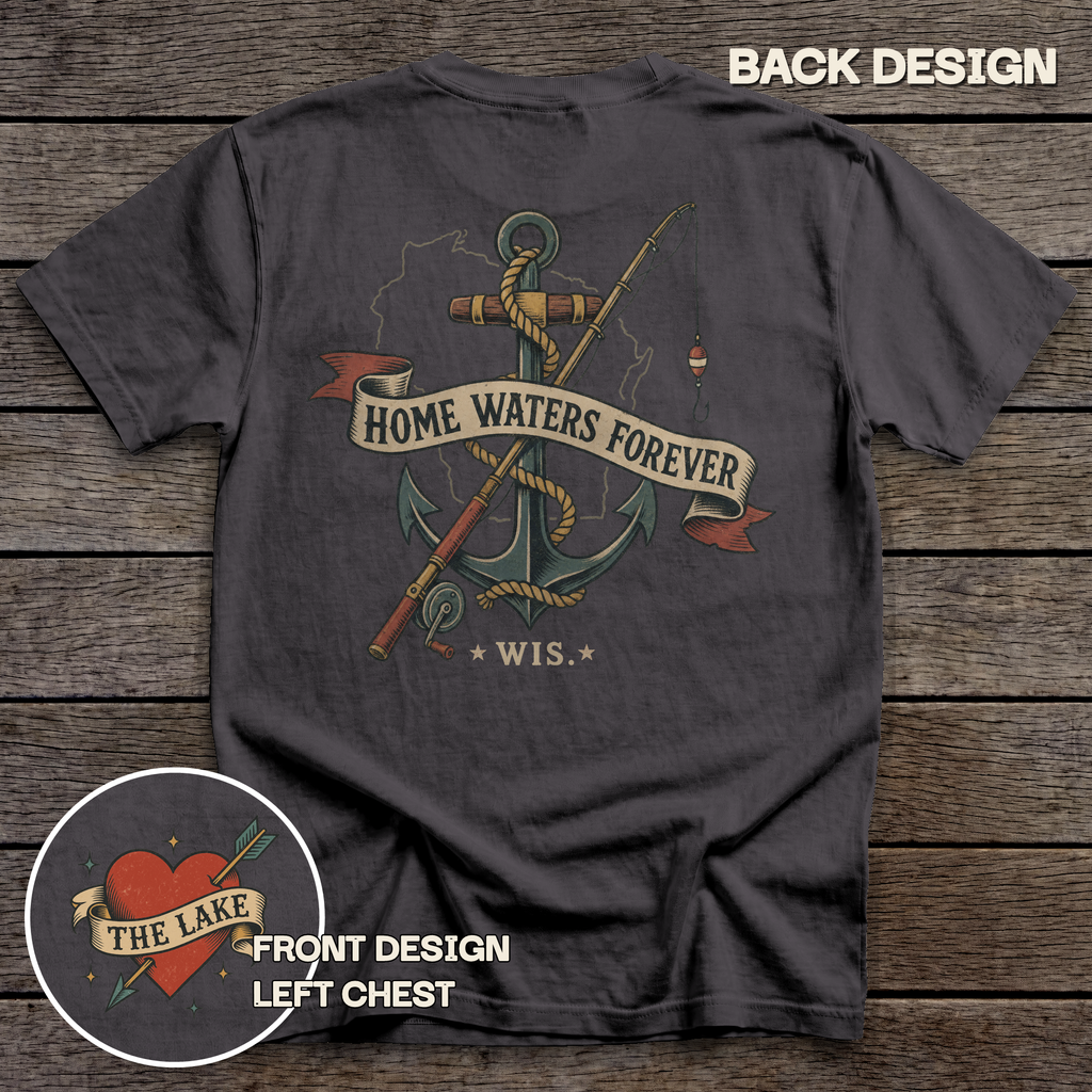 Wisconsin Home Waters tee - Graphite - back