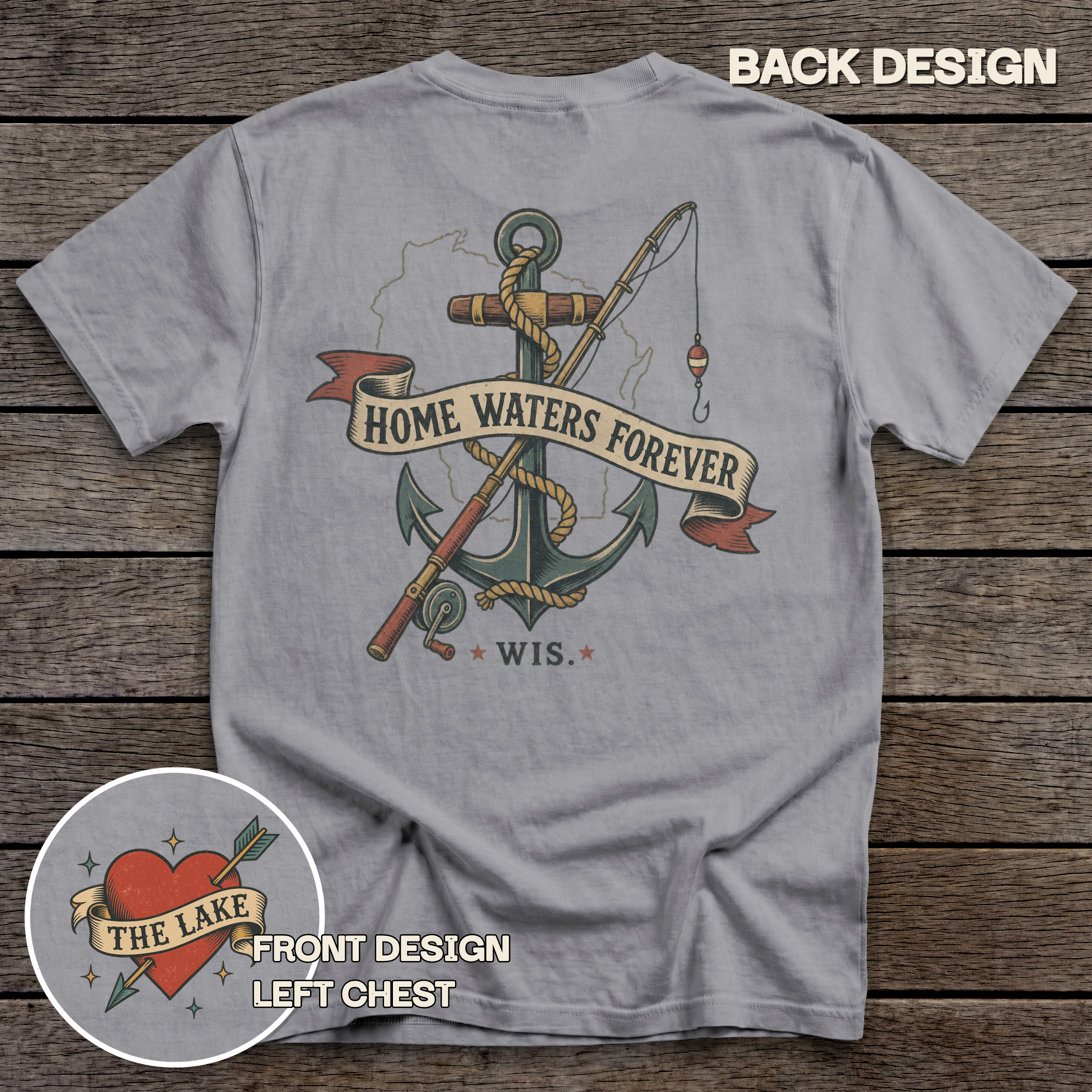 Wisconsin Home Waters tee - Grey - back