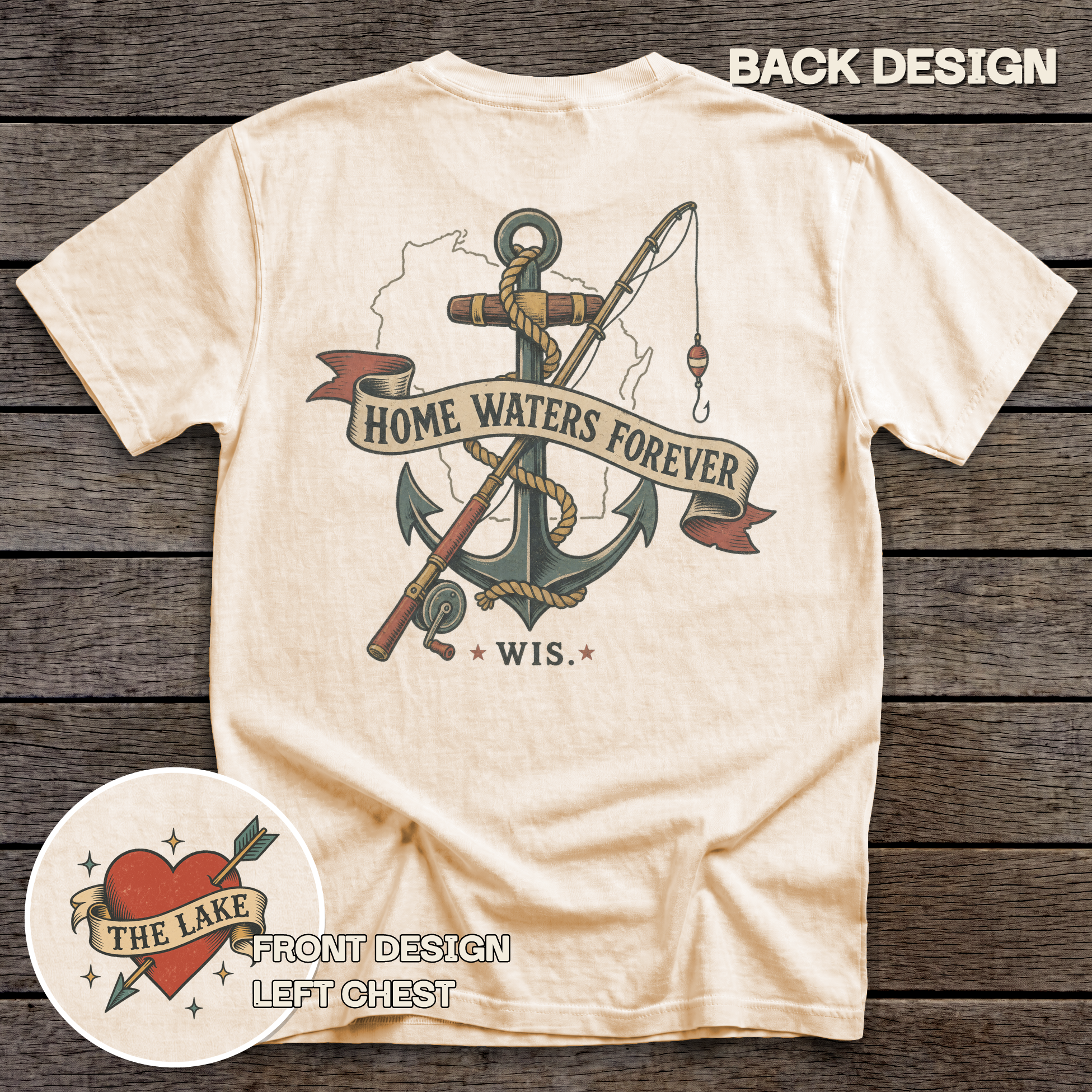 Wisconsin Home Waters tee - Ivory - back