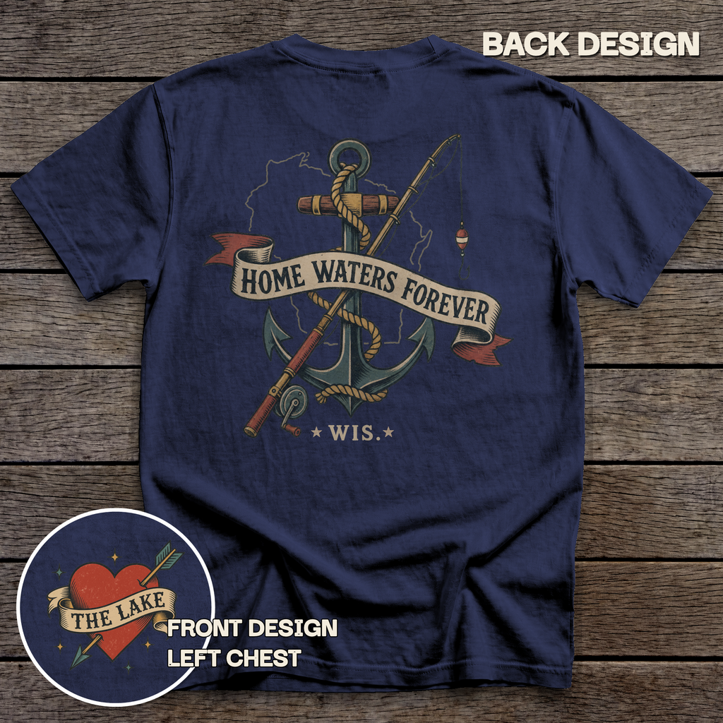 Wisconsin Home Waters tee - True Navy - back