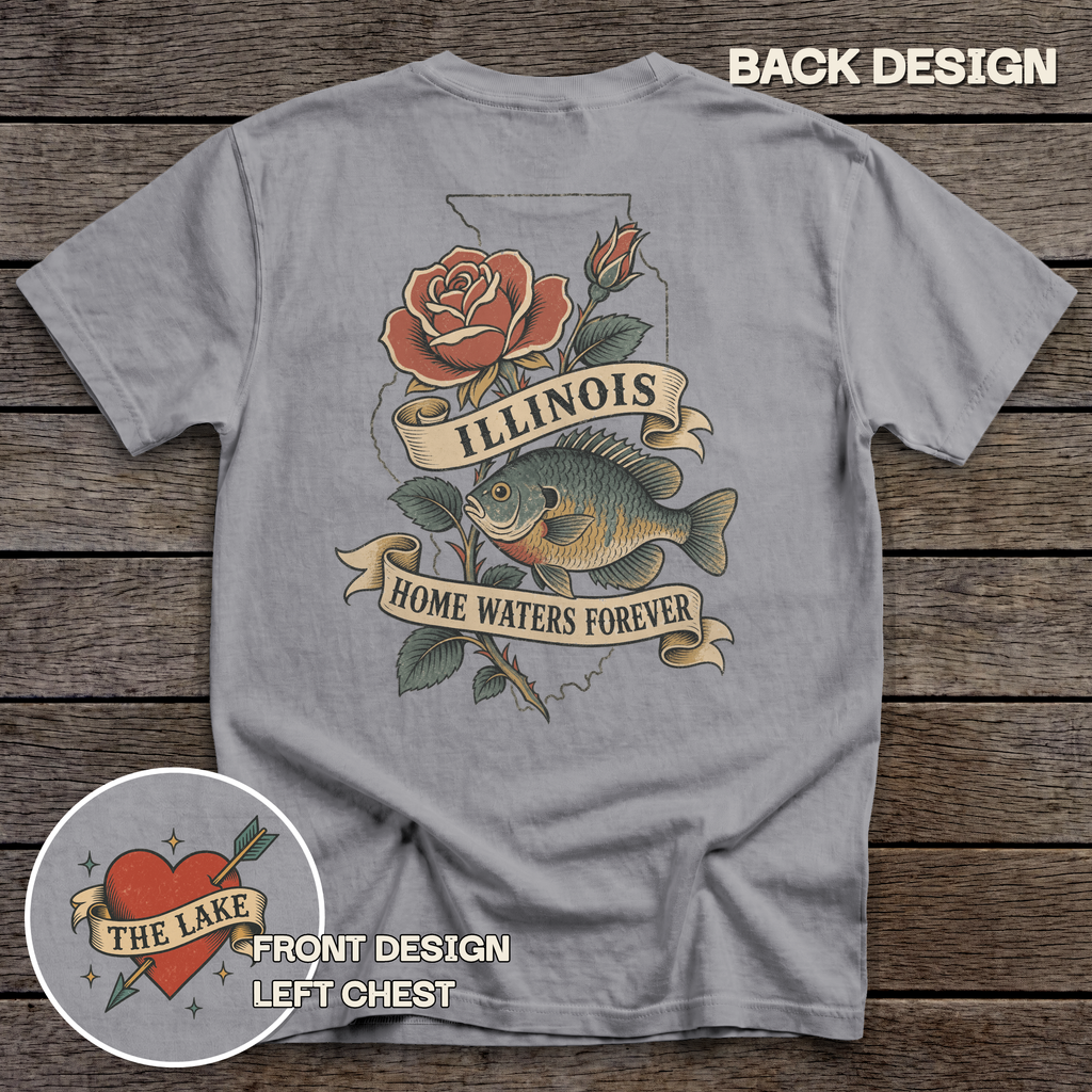 Illinois Bluegill & Rose tee - Grey - back