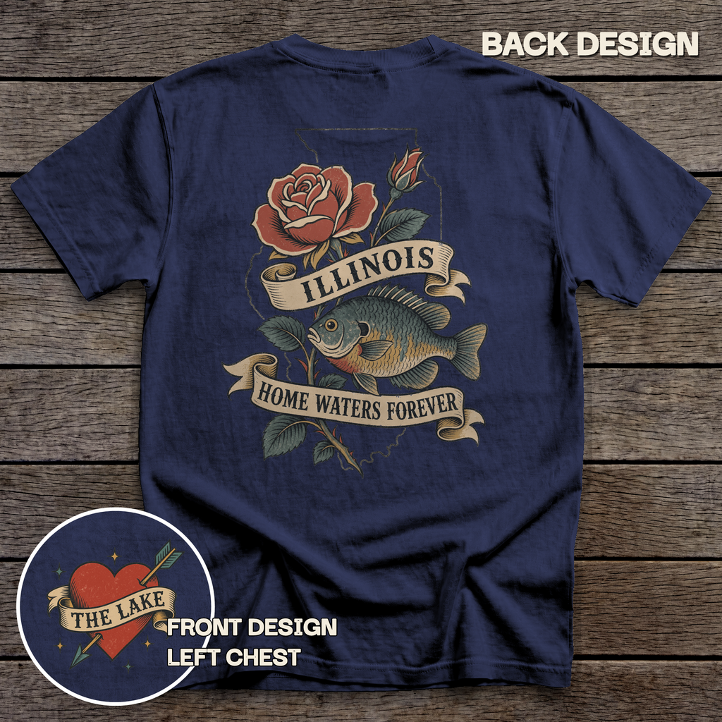 Illinois Bluegill & Rose tee - True Navy - back