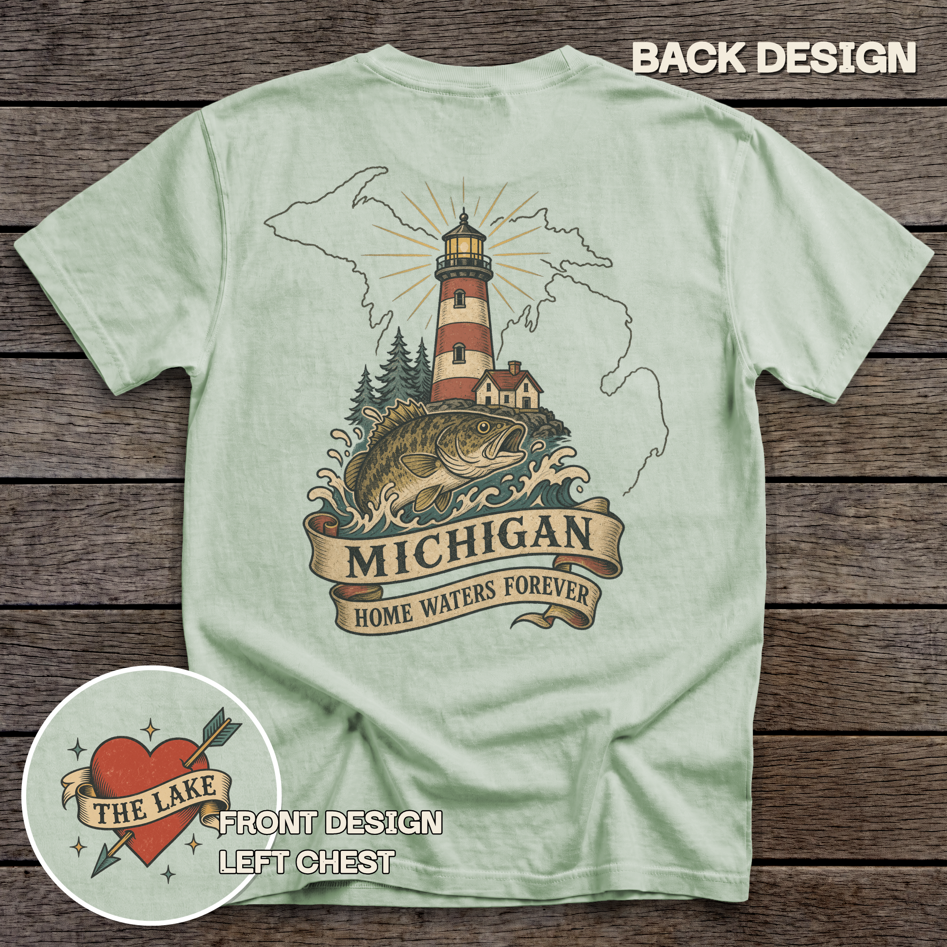 Michigan Lighthouse Flash tee - Bay - back