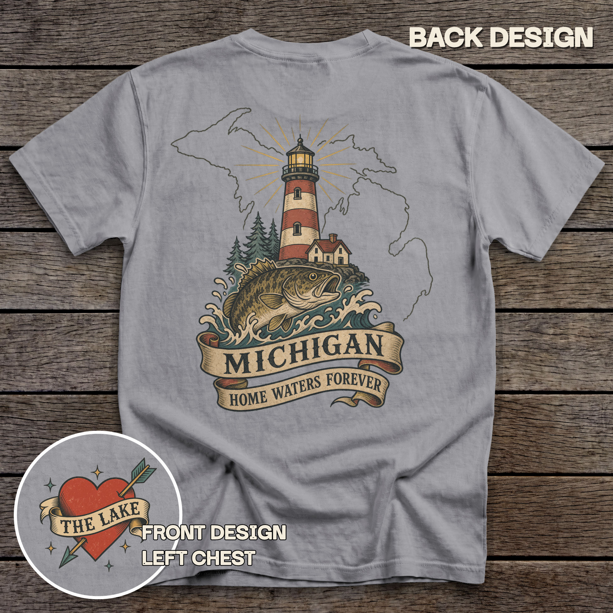 Michigan Lighthouse Flash tee - Grey - back