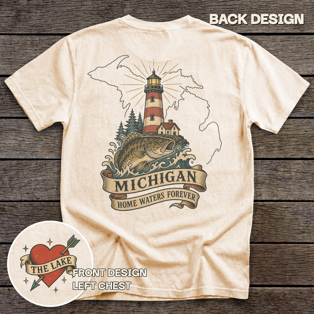 Michigan Lighthouse Flash tee - Ivory - back