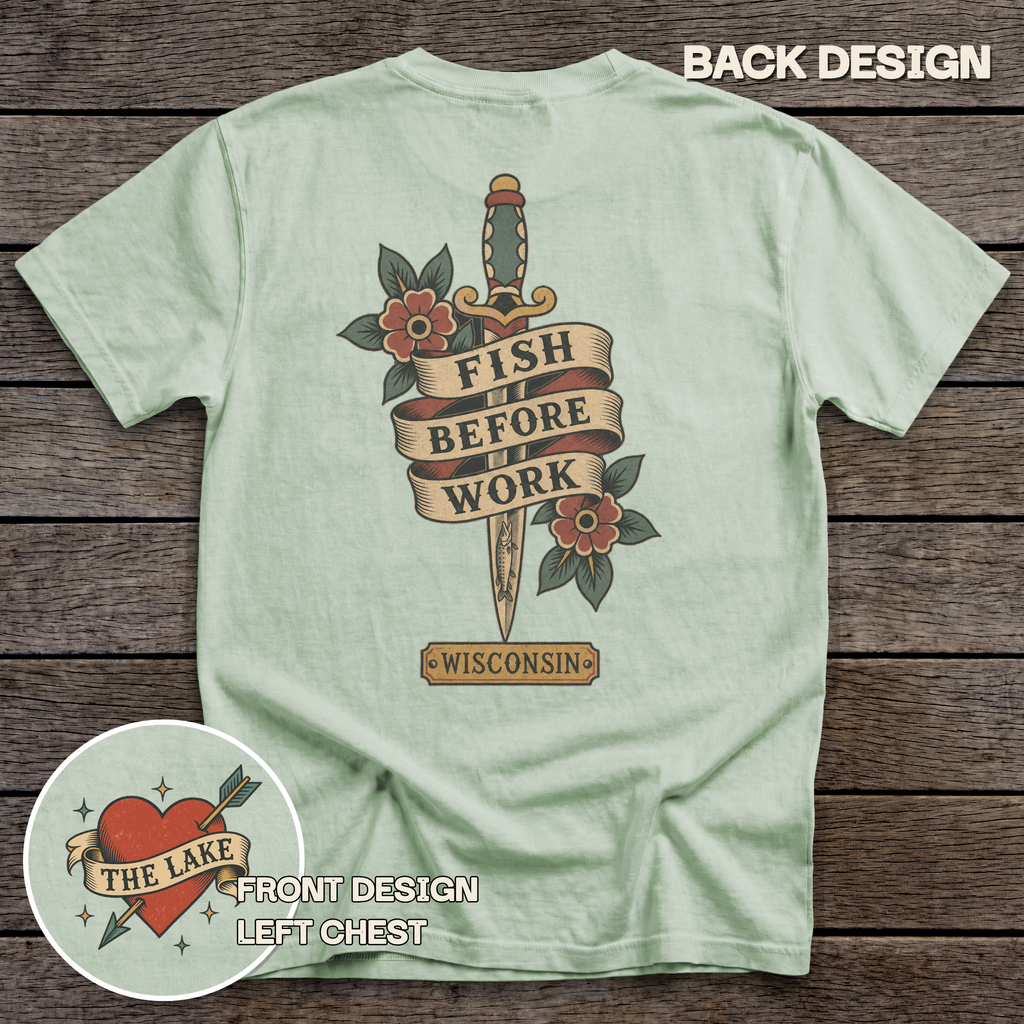 Fish Before Work tee - Bay - back
