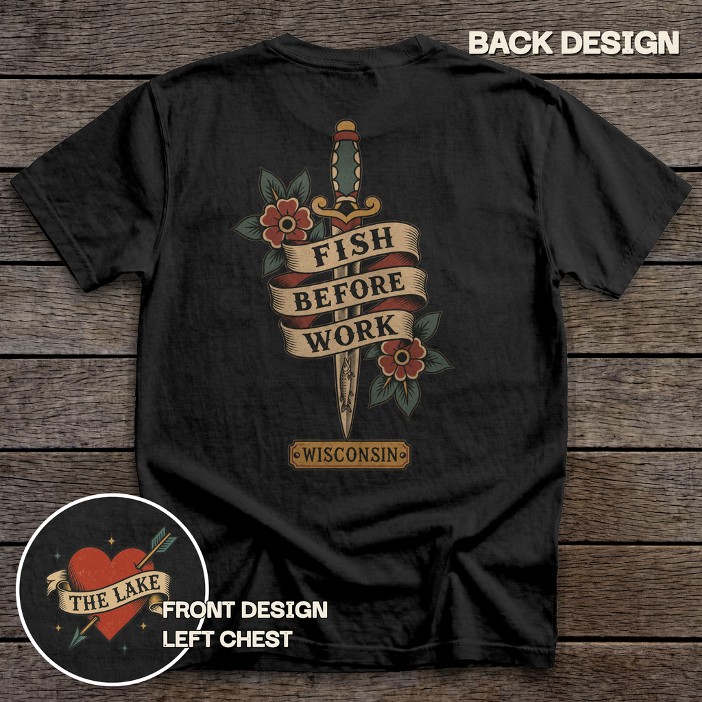 Fish Before Work tee - Black - back