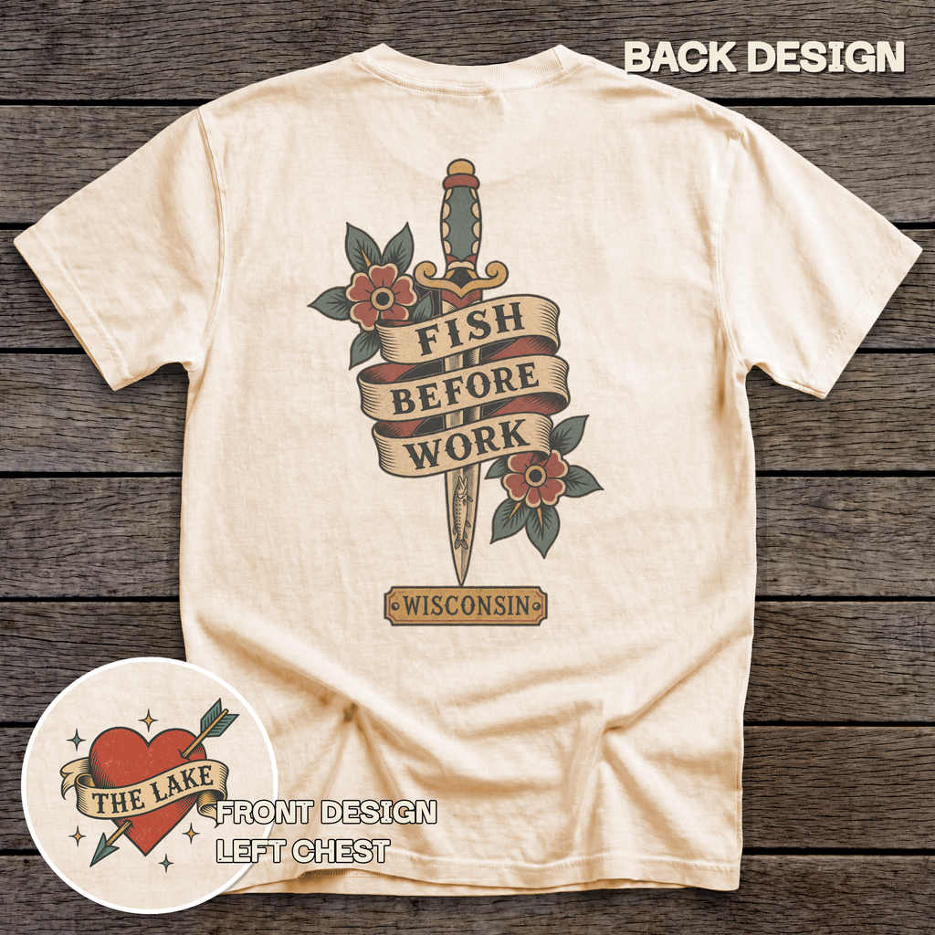 Fish Before Work tee - Ivory - back