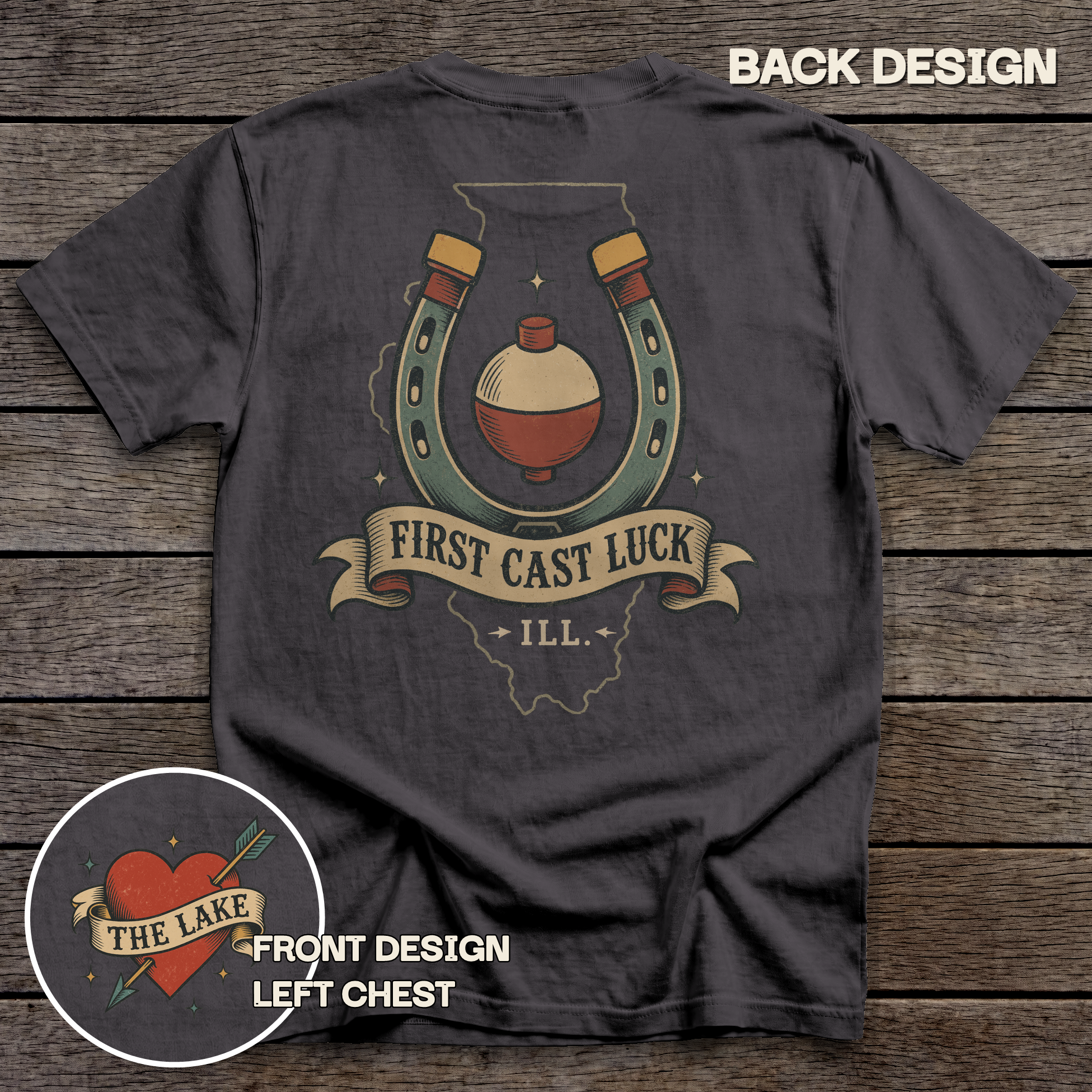 First Cast Luck tee - Graphite - back