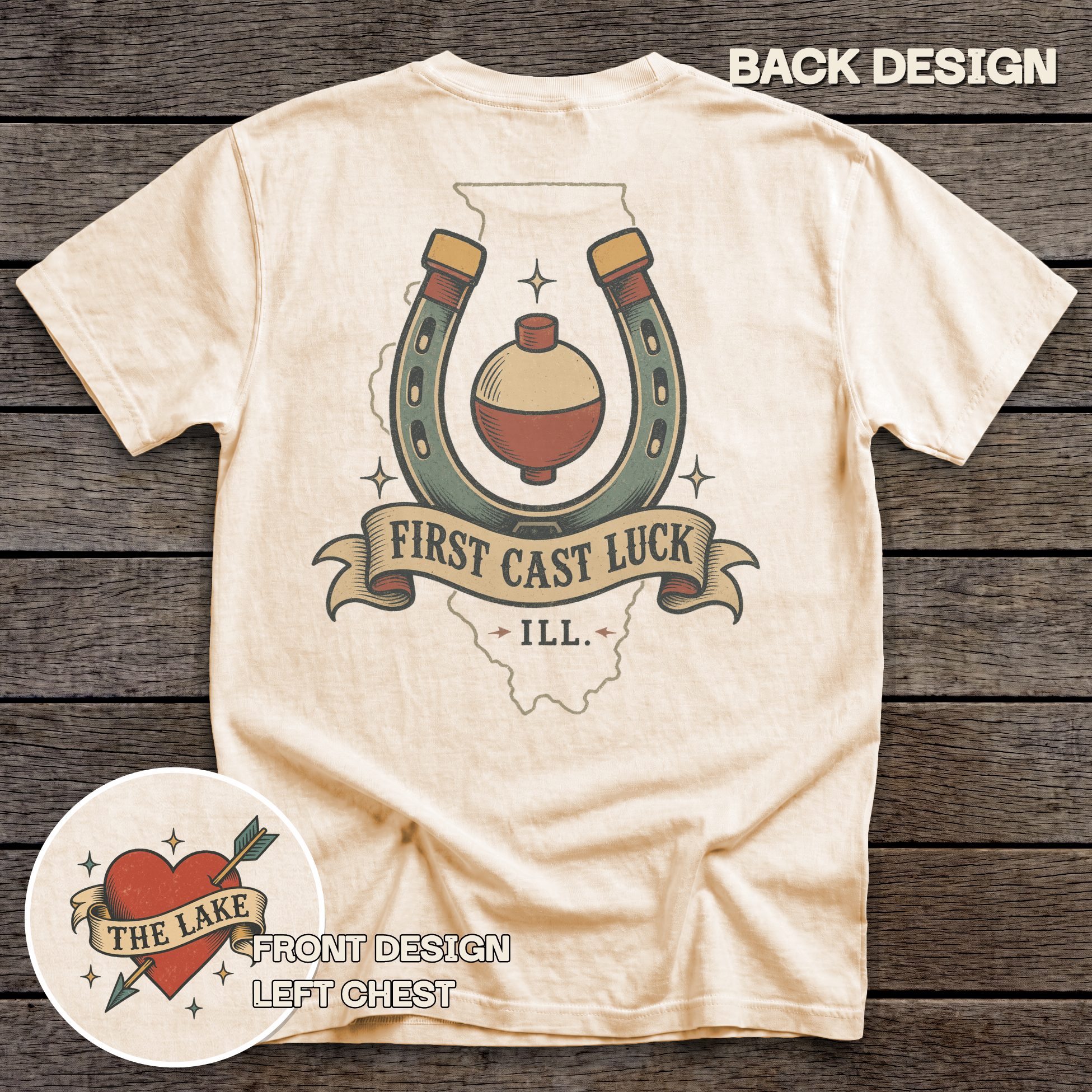 First Cast Luck tee - Ivory - back
