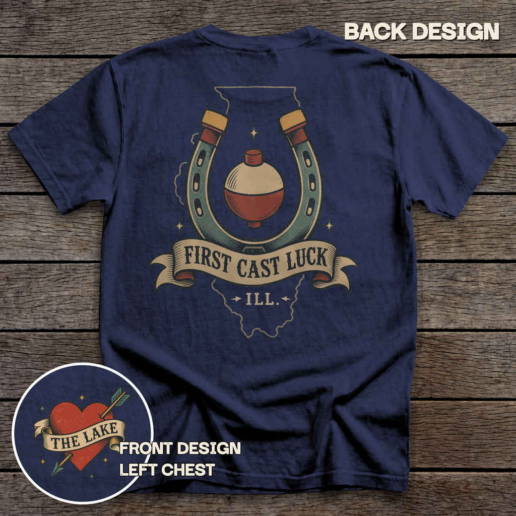 First Cast Luck tee - True Navy - back