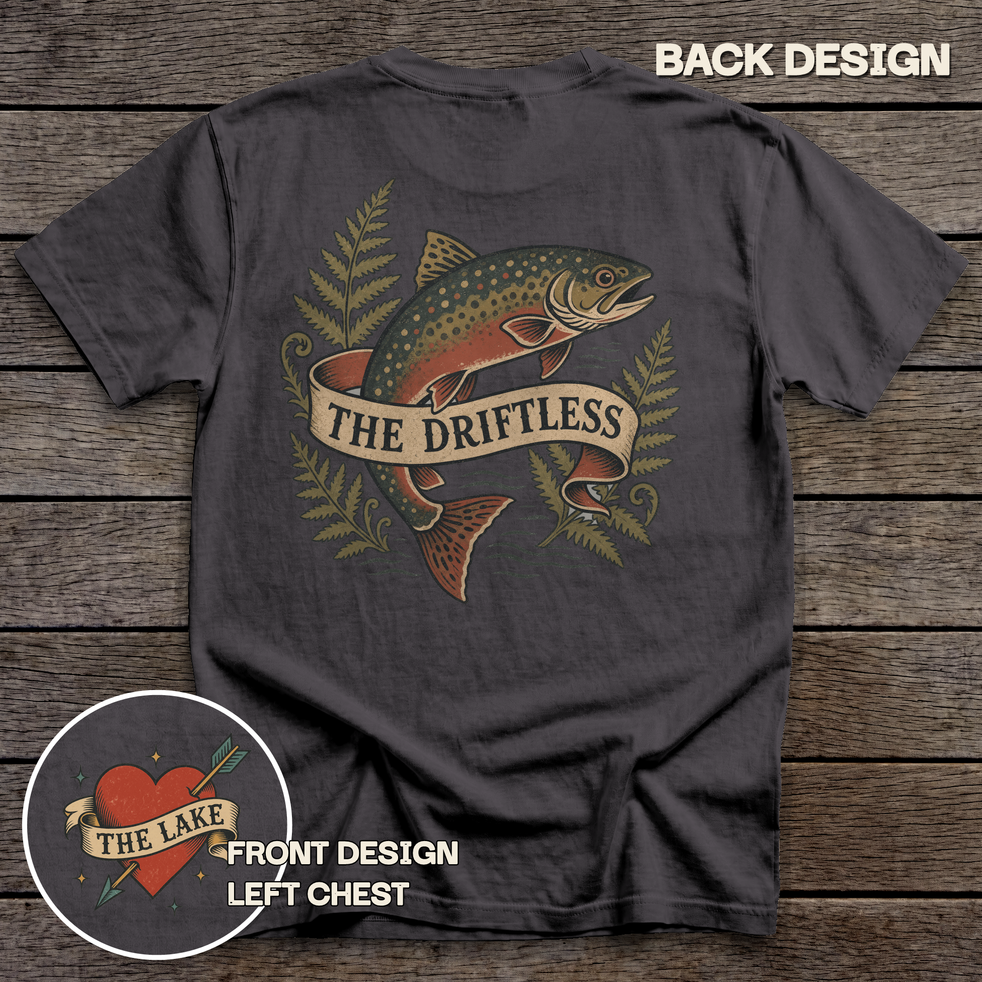The Driftless tee - Graphite - back