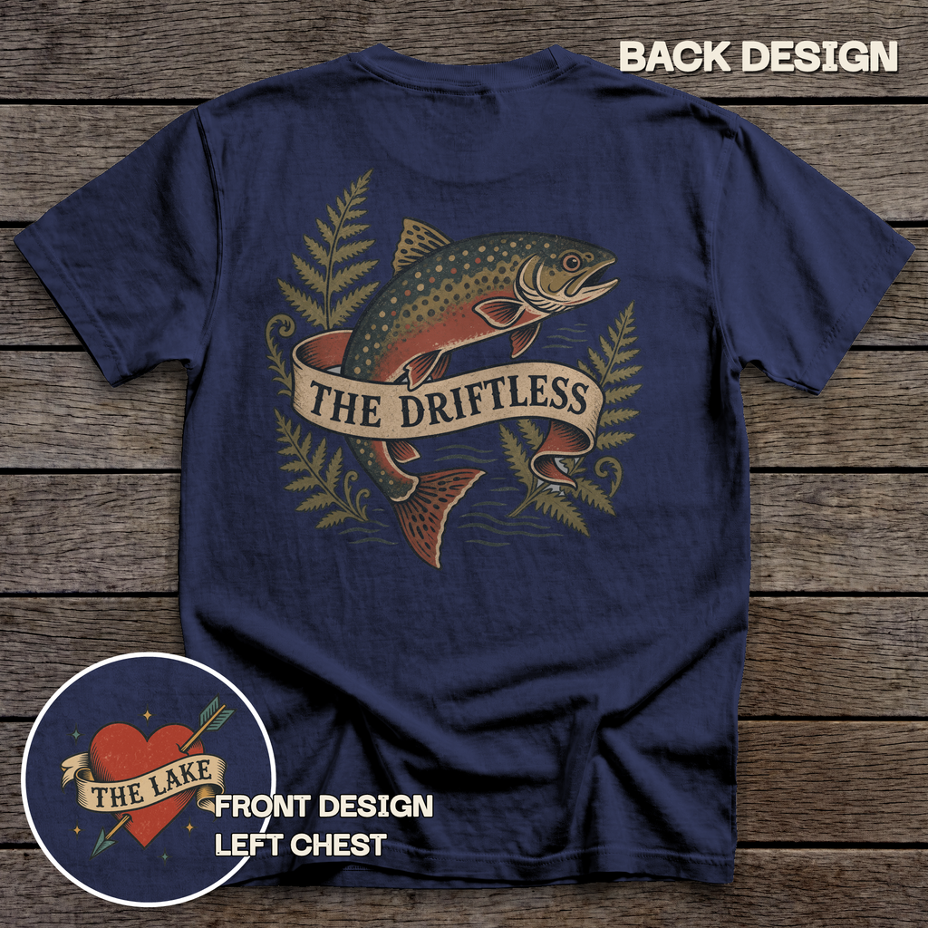The Driftless tee - True Navy - back