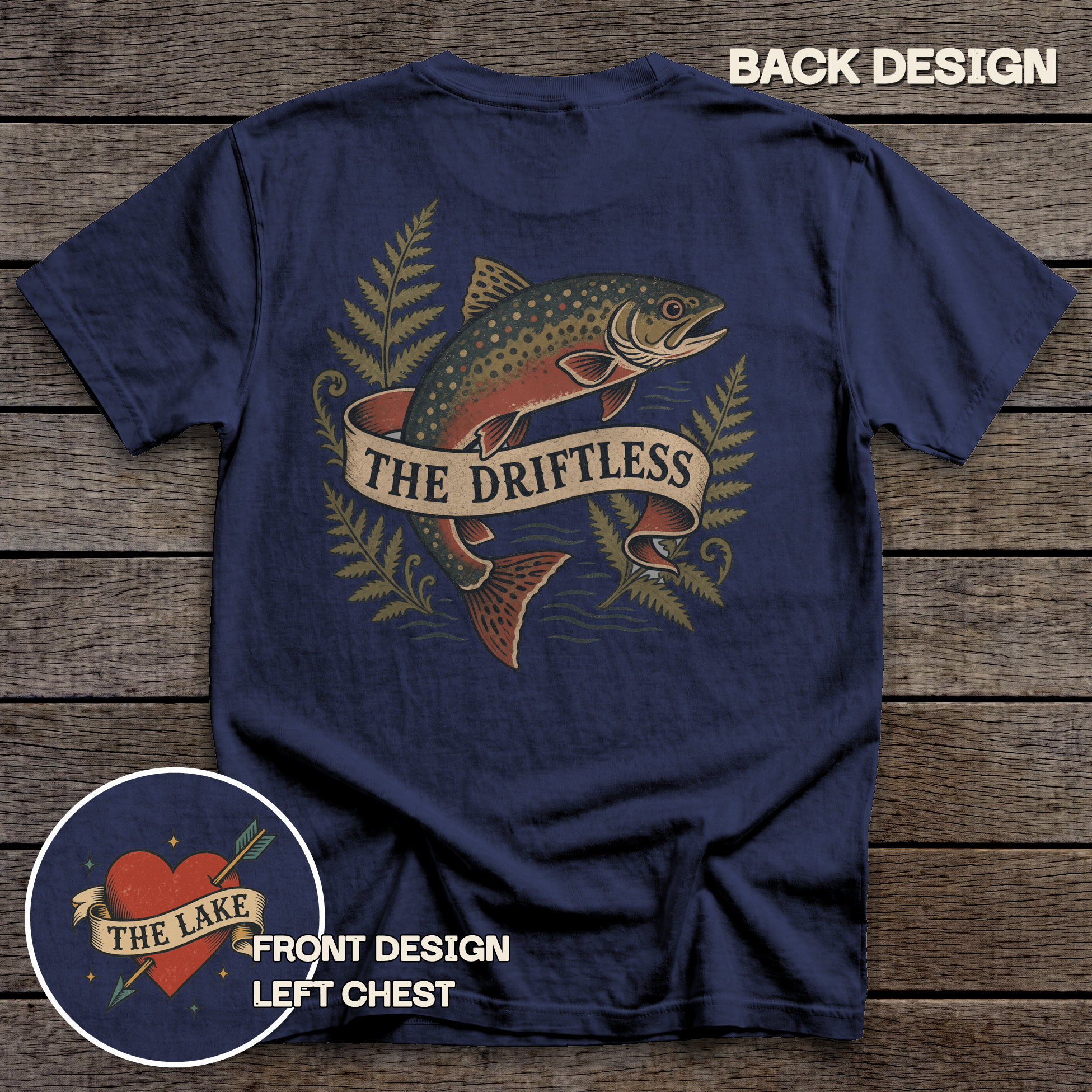 The Driftless tee - True Navy - back