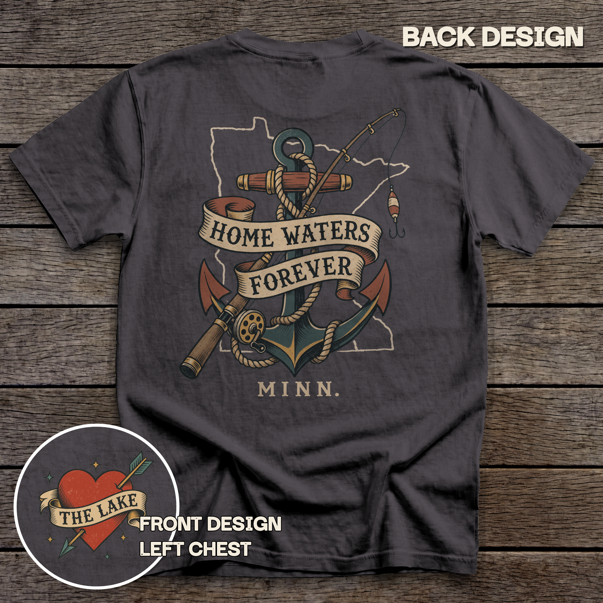 Minnesota Home Waters tee - Graphite - back