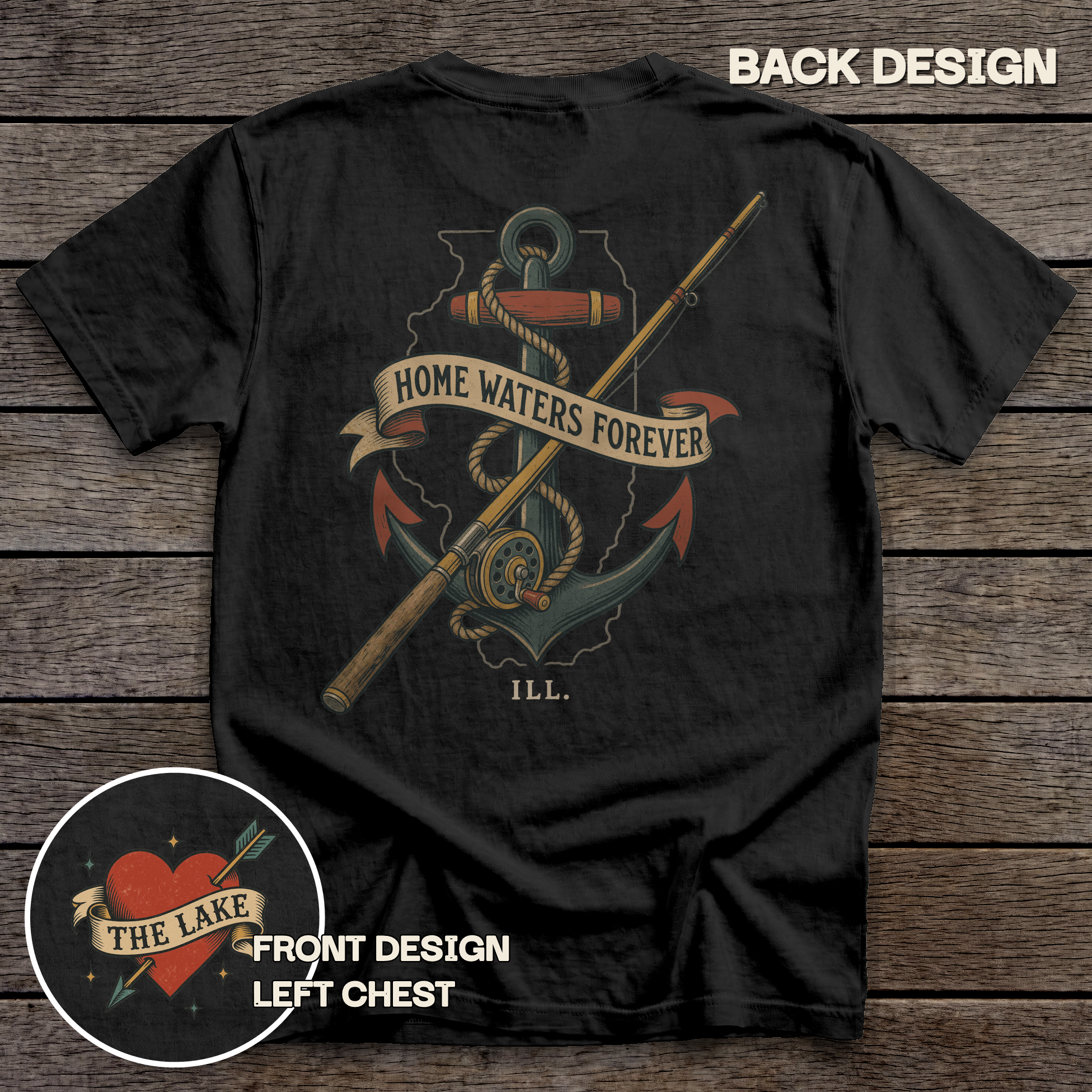 Illinois Home Waters tee - Black - back