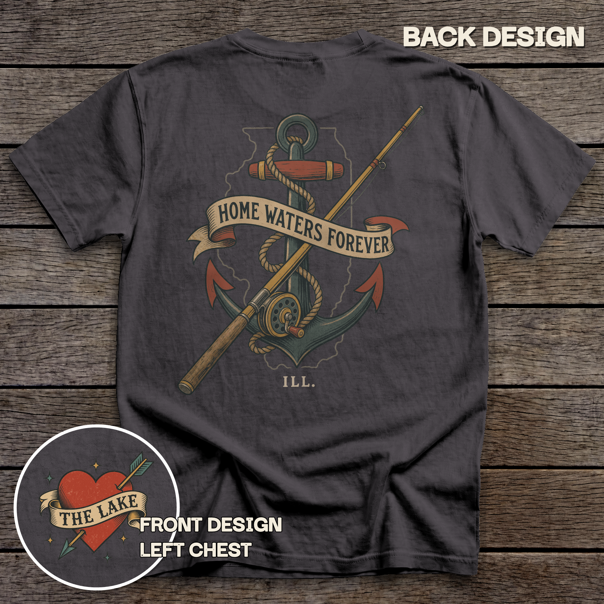 Illinois Home Waters tee - Graphite - back