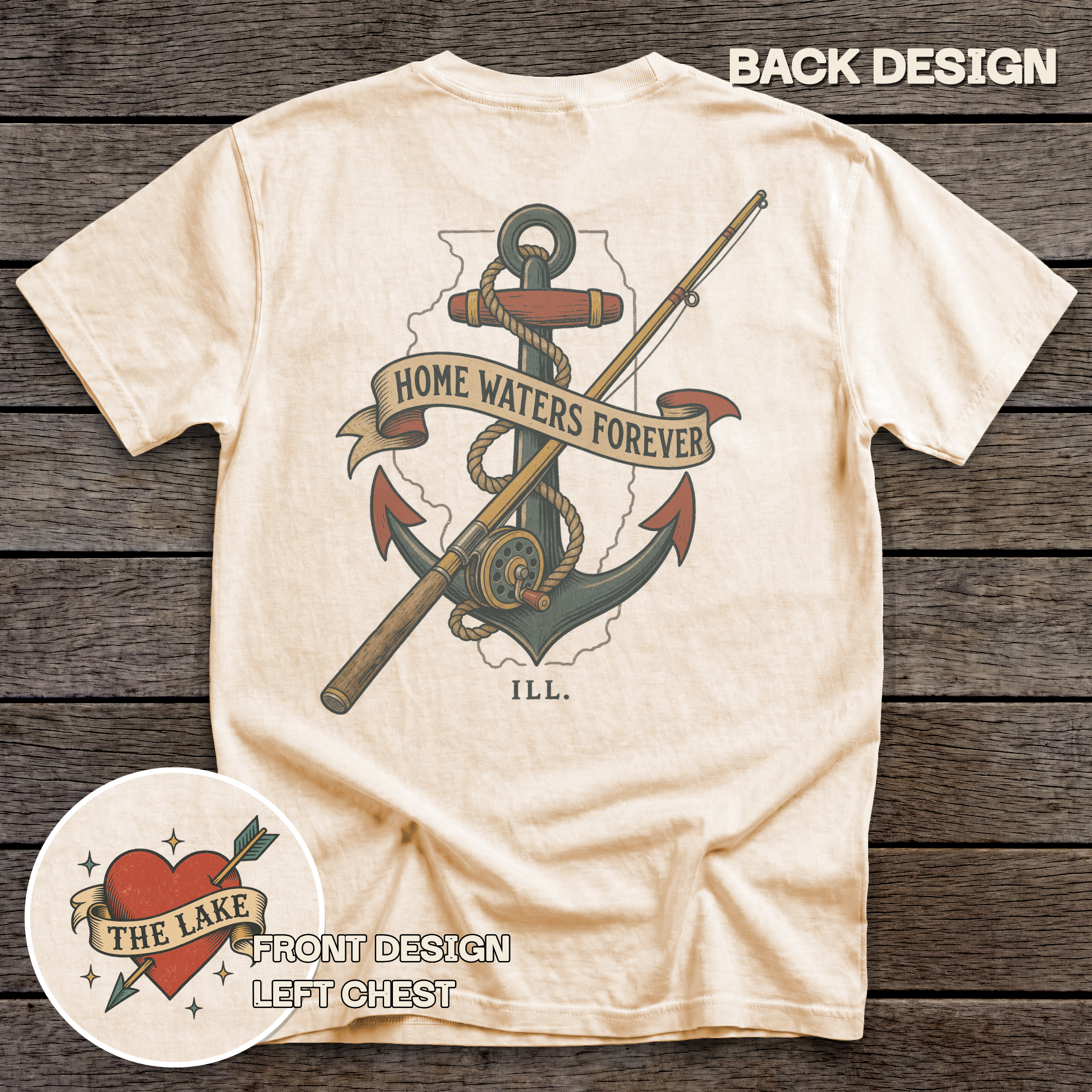 Illinois Home Waters tee - Ivory - back