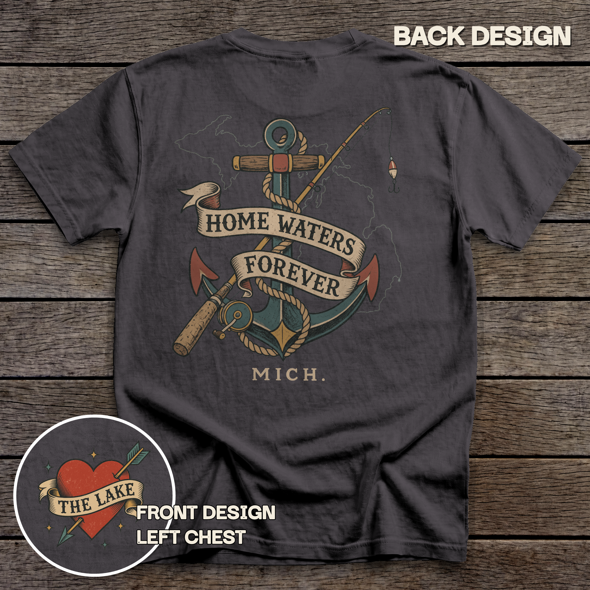 Michigan Home Waters tee - Graphite - back