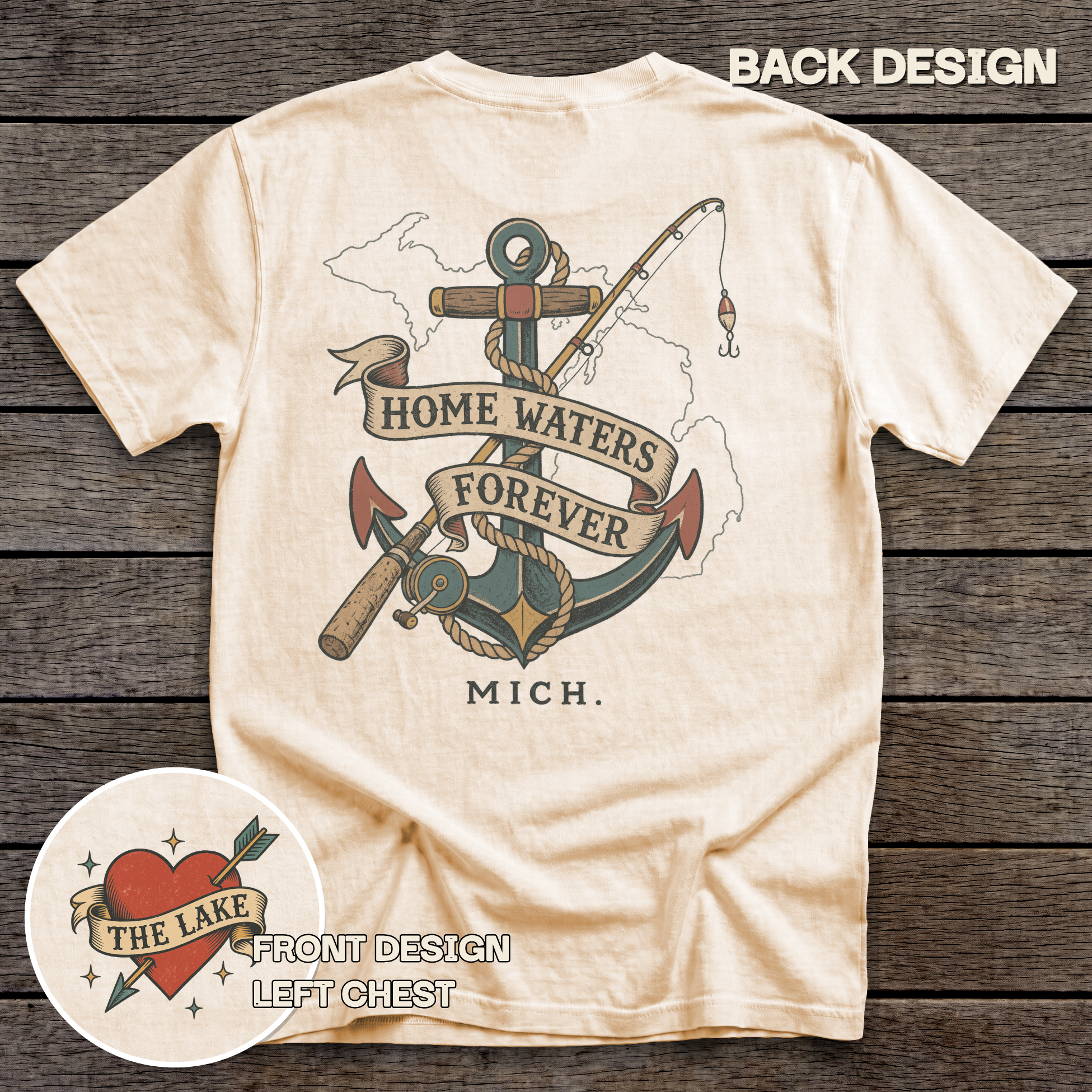 Michigan Home Waters tee - Ivory - back