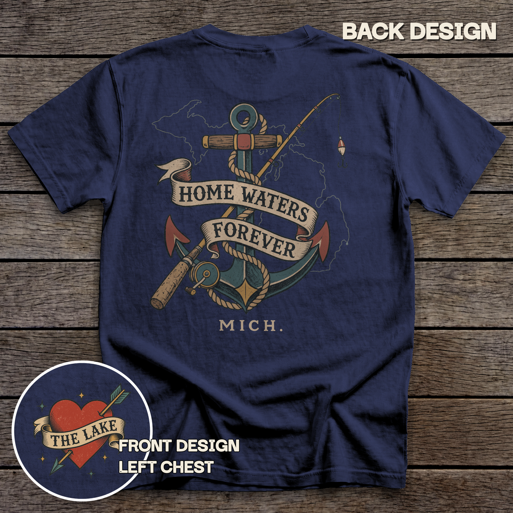 Michigan Home Waters tee - True Navy - back