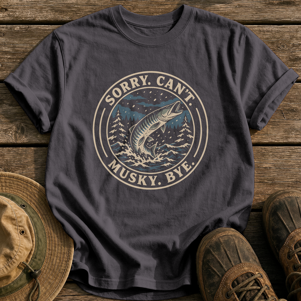 Sorry. Can't. Musky. Bye. tee - Graphite - front