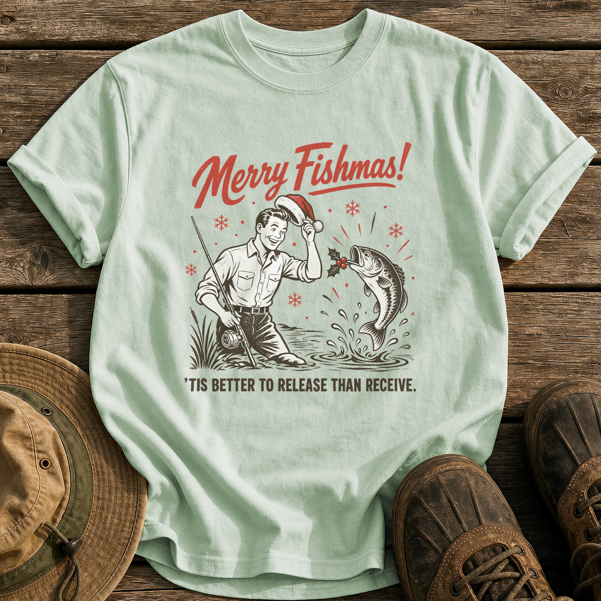Merry Fishmas tee - Bay - front