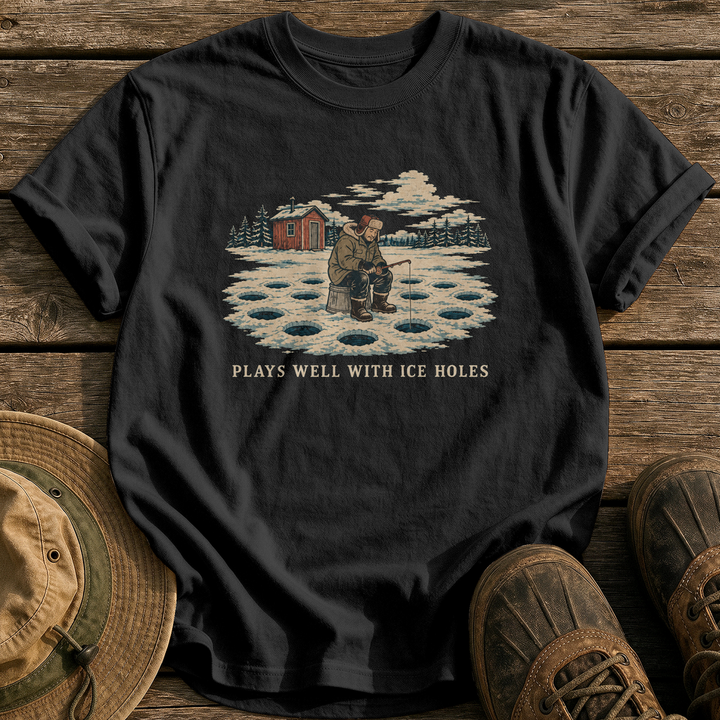 Plays Well With Ice Holes tee - Black - front